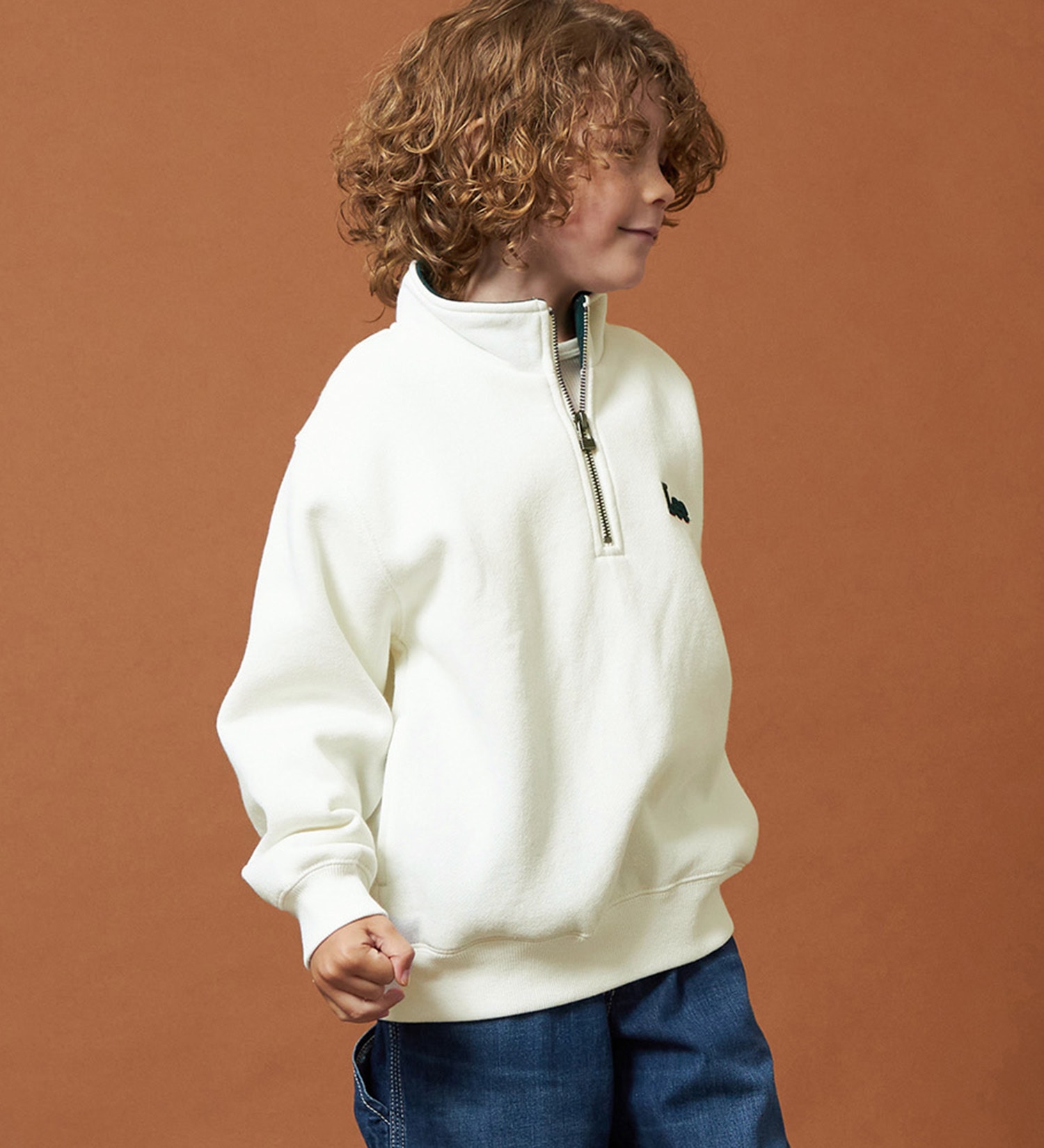 Lee(リー)の【110-150cm】キッズ ハーフジップスウェット 裏起毛|トップス/スウェット/キッズ|オフホワイト
