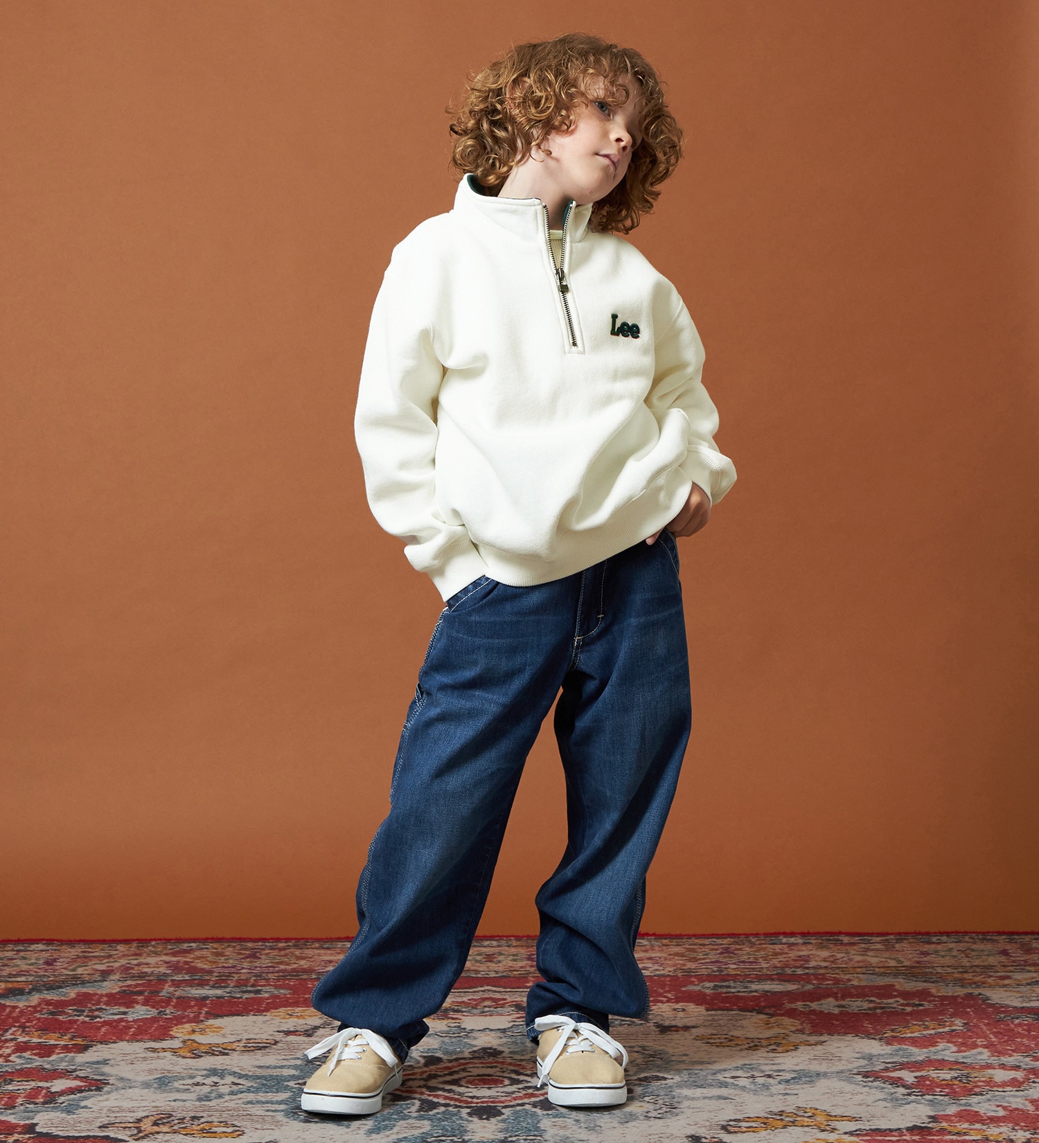 Lee(リー)の【110-150cm】キッズ ハーフジップスウェット 裏起毛|トップス/スウェット/キッズ|オフホワイト