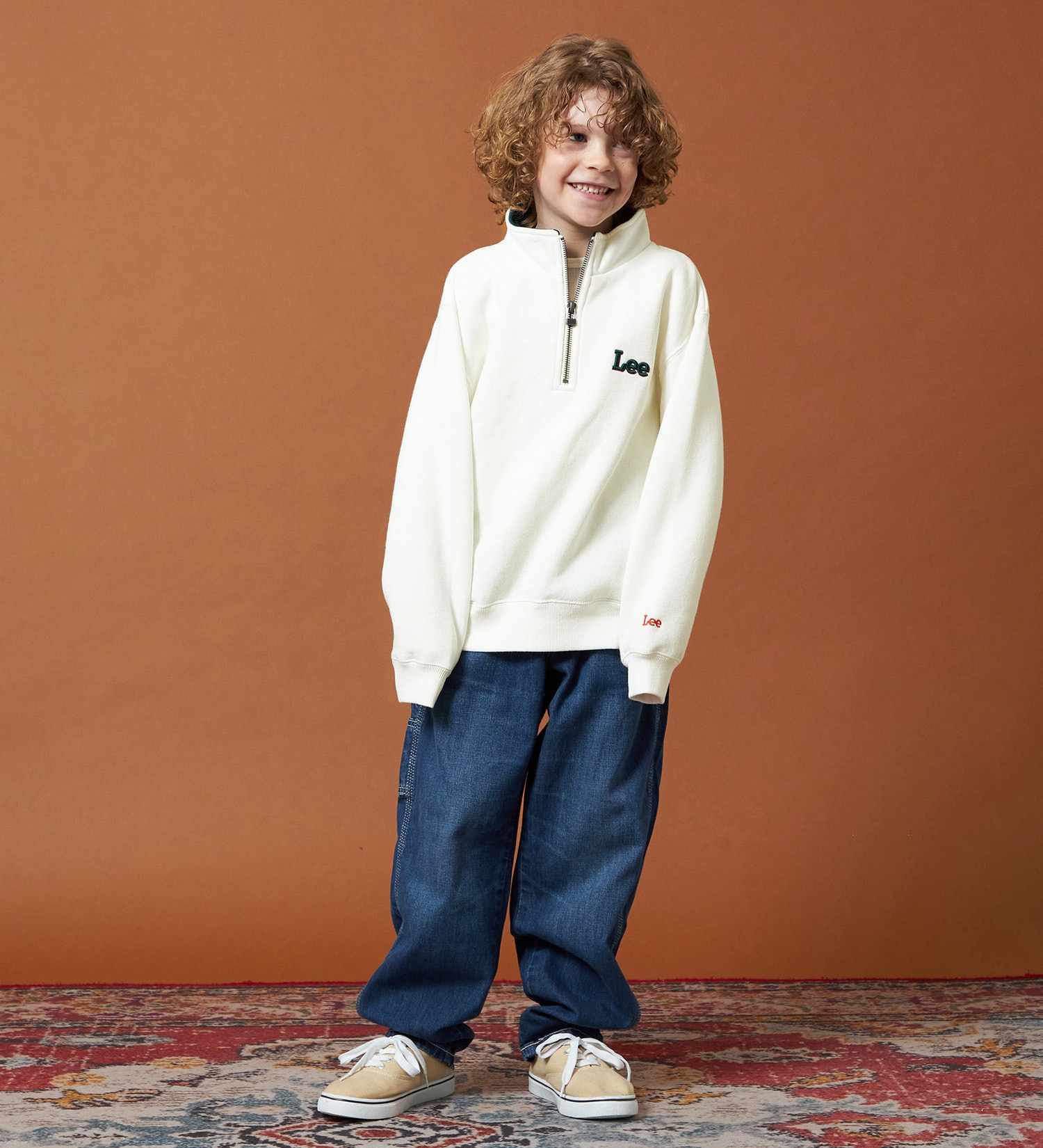 Lee(リー)の【110-150cm】キッズ ハーフジップスウェット 裏起毛|トップス/スウェット/キッズ|オフホワイト