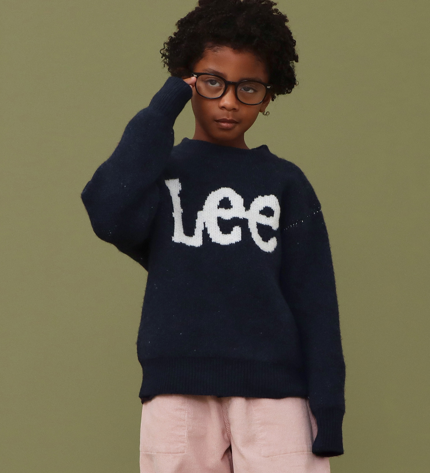 Lee(リー)の【110-150cm】キッズ Leeロゴ ニットセーター|トップス/ニット/セーター/キッズ|ネイビー