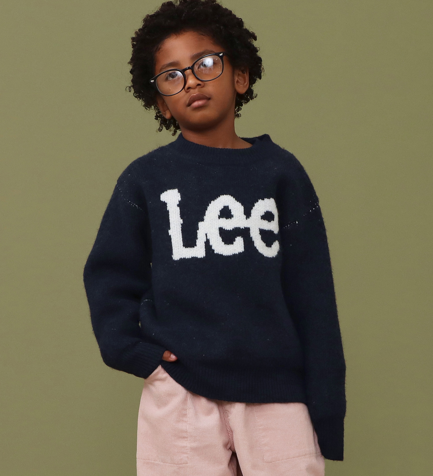 Lee(リー)の【110-150cm】キッズ Leeロゴ ニットセーター|トップス/ニット/セーター/キッズ|ネイビー