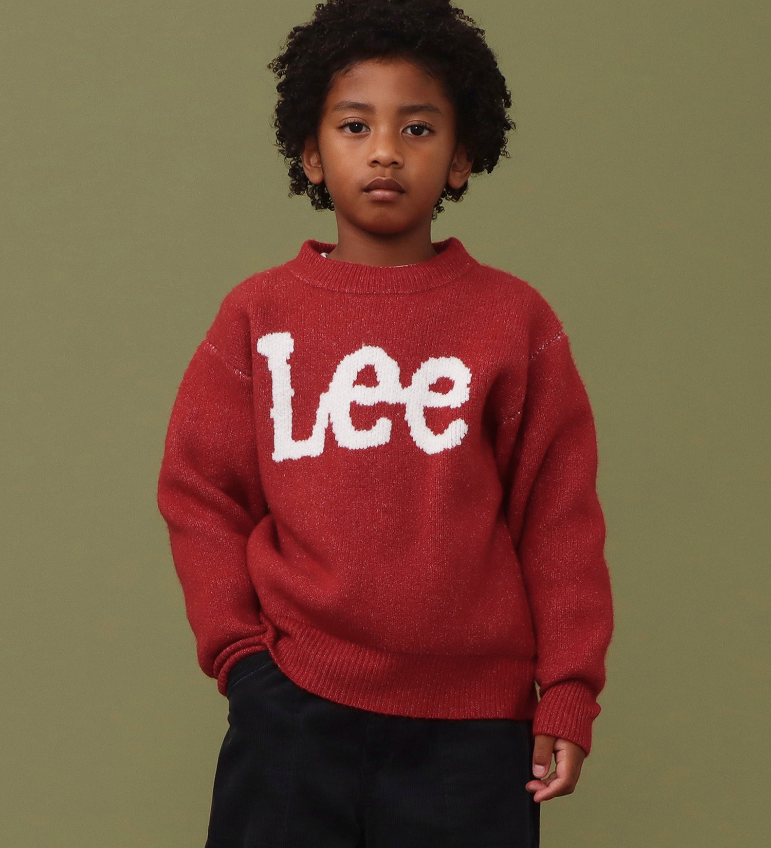 Lee(リー)の【110-150cm】キッズ Leeロゴ ニットセーター|トップス/ニット/セーター/キッズ|レッド