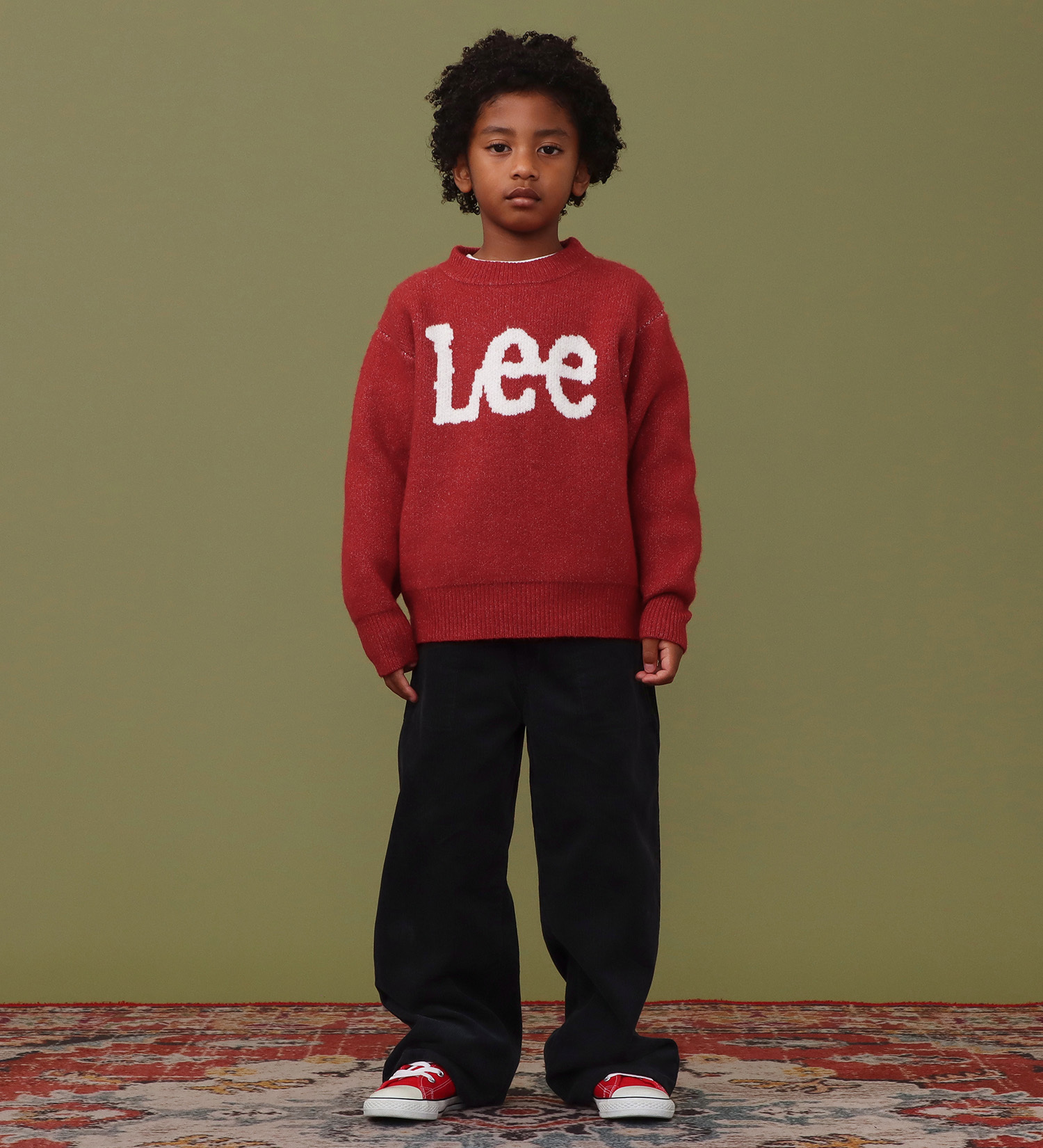Lee(リー)の【110-150cm】キッズ Leeロゴ ニットセーター|トップス/ニット/セーター/キッズ|レッド