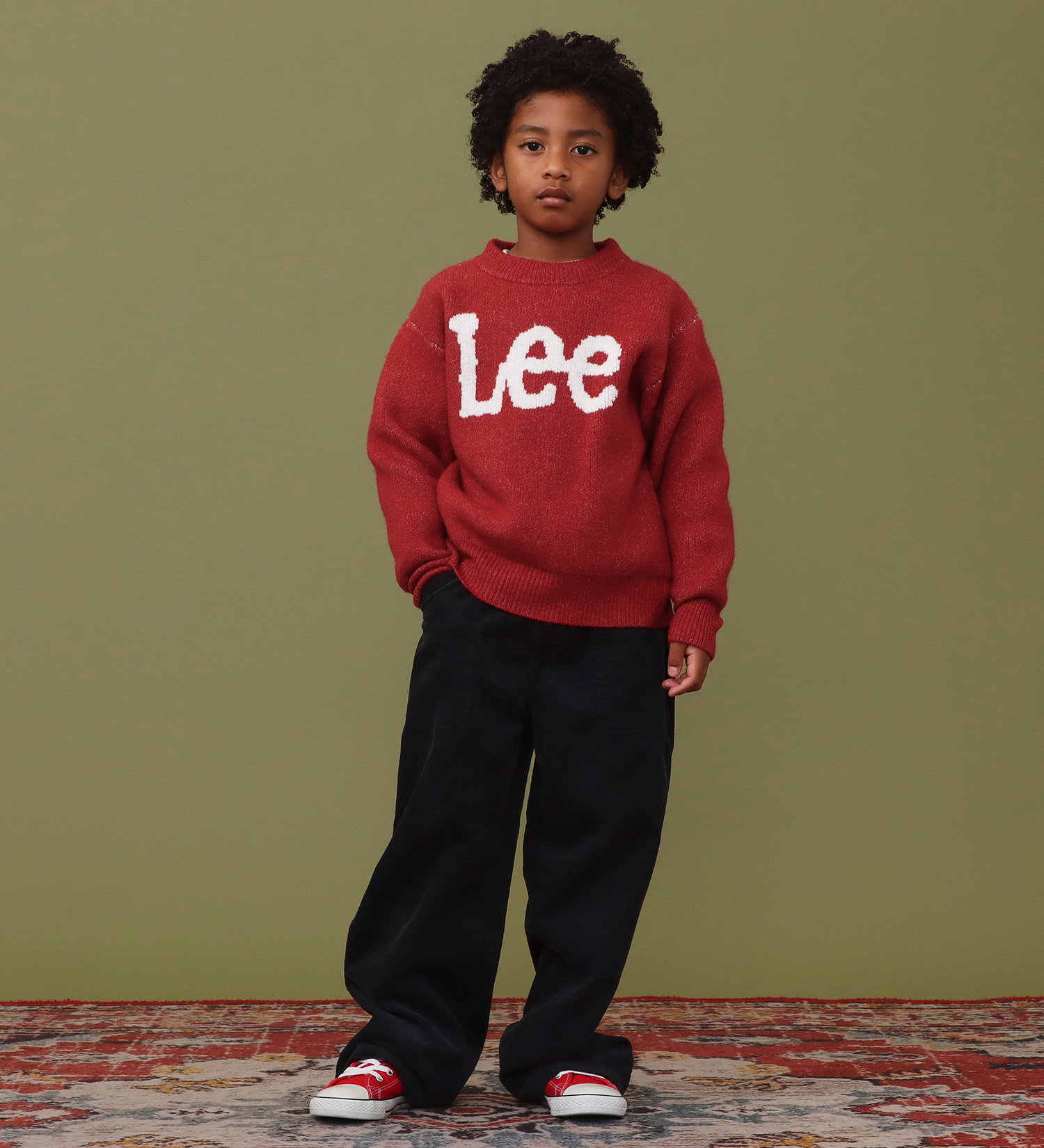 Lee(リー)の【110-150cm】キッズ Leeロゴ ニットセーター|トップス/ニット/セーター/キッズ|レッド