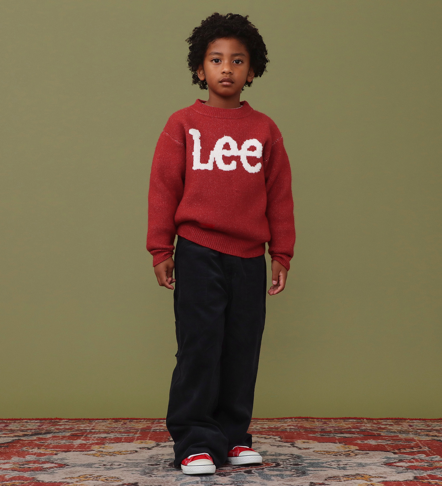 Lee(リー)の【110-150cm】キッズ Leeロゴ ニットセーター|トップス/ニット/セーター/キッズ|レッド