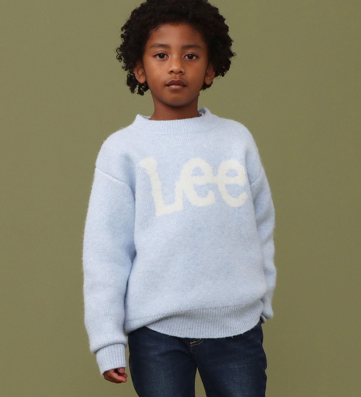 Lee(リー)の【110-150cm】キッズ Leeロゴ ニットセーター|トップス/ニット/セーター/キッズ|ブルー