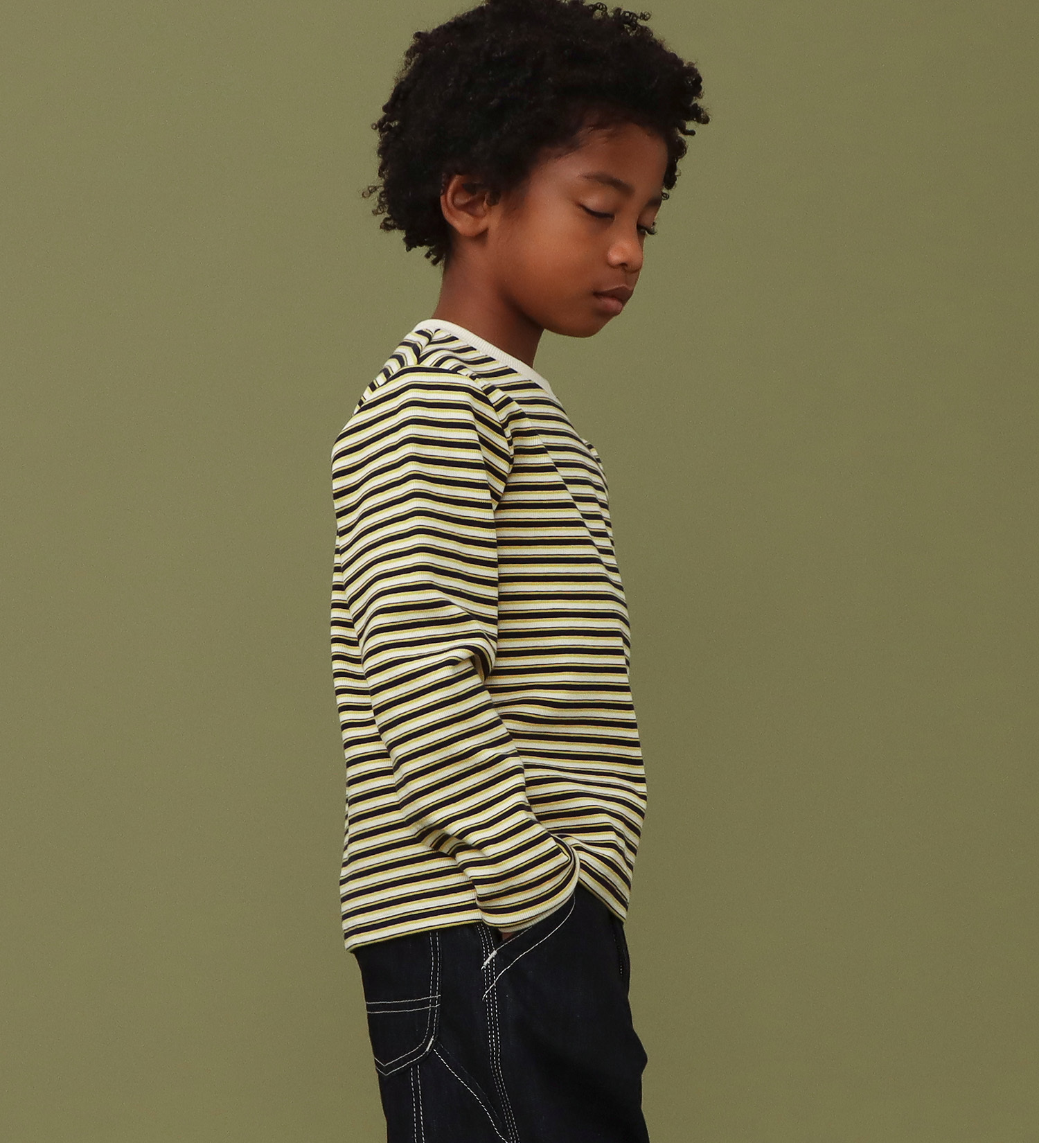 Lee(リー)の【110-150cm】キッズ ストライプ 長袖Tee|トップス/Tシャツ/カットソー/キッズ|イエロー