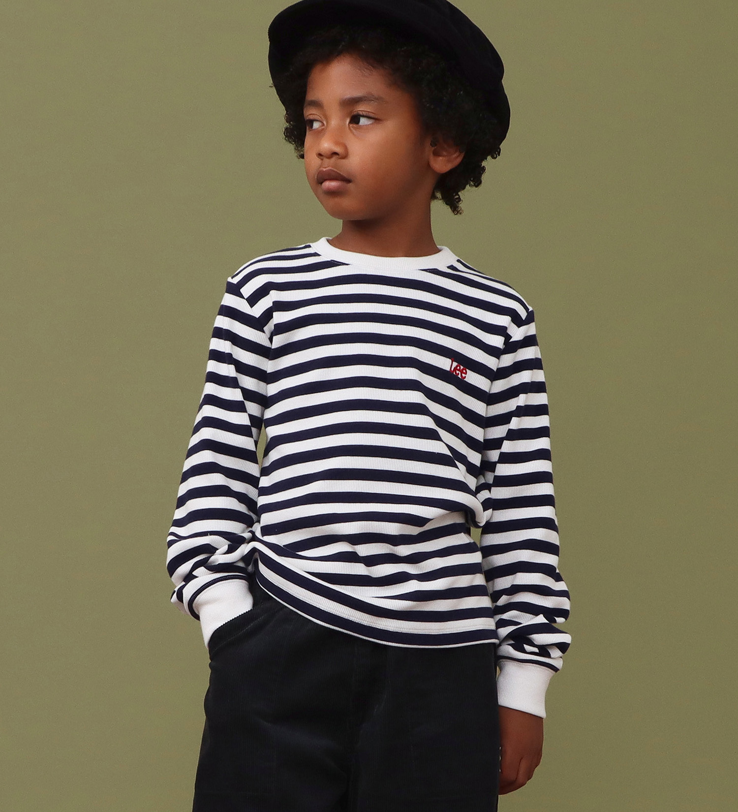 Lee(リー)の【110-150cm】キッズ ストライプ 長袖Tee|トップス/Tシャツ/カットソー/キッズ|ホワイト