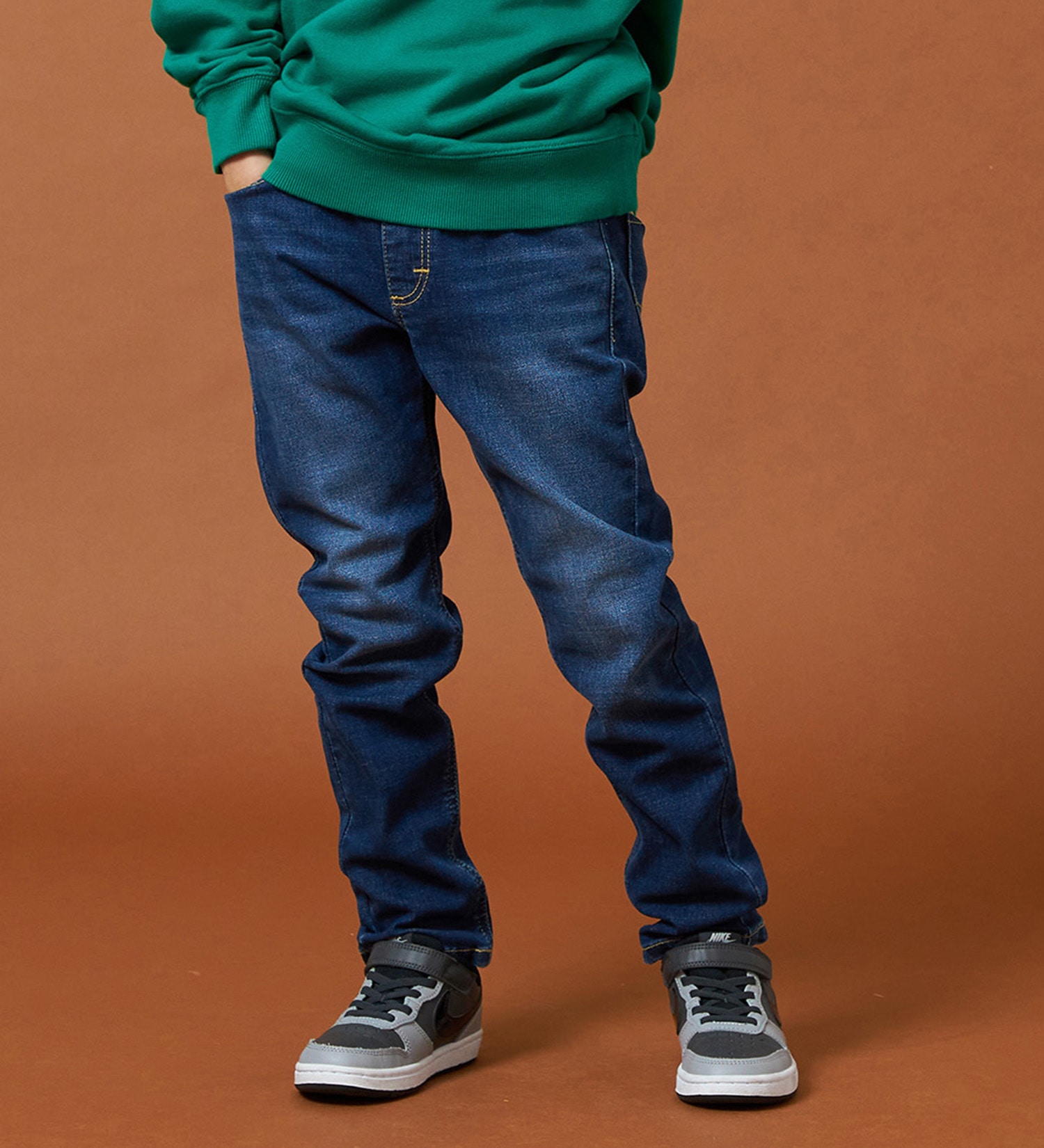Lee(リー)の【110-160cm】キッズ ストレッチストレートデニムパンツ|パンツ/デニムパンツ/キッズ|中色ブルー