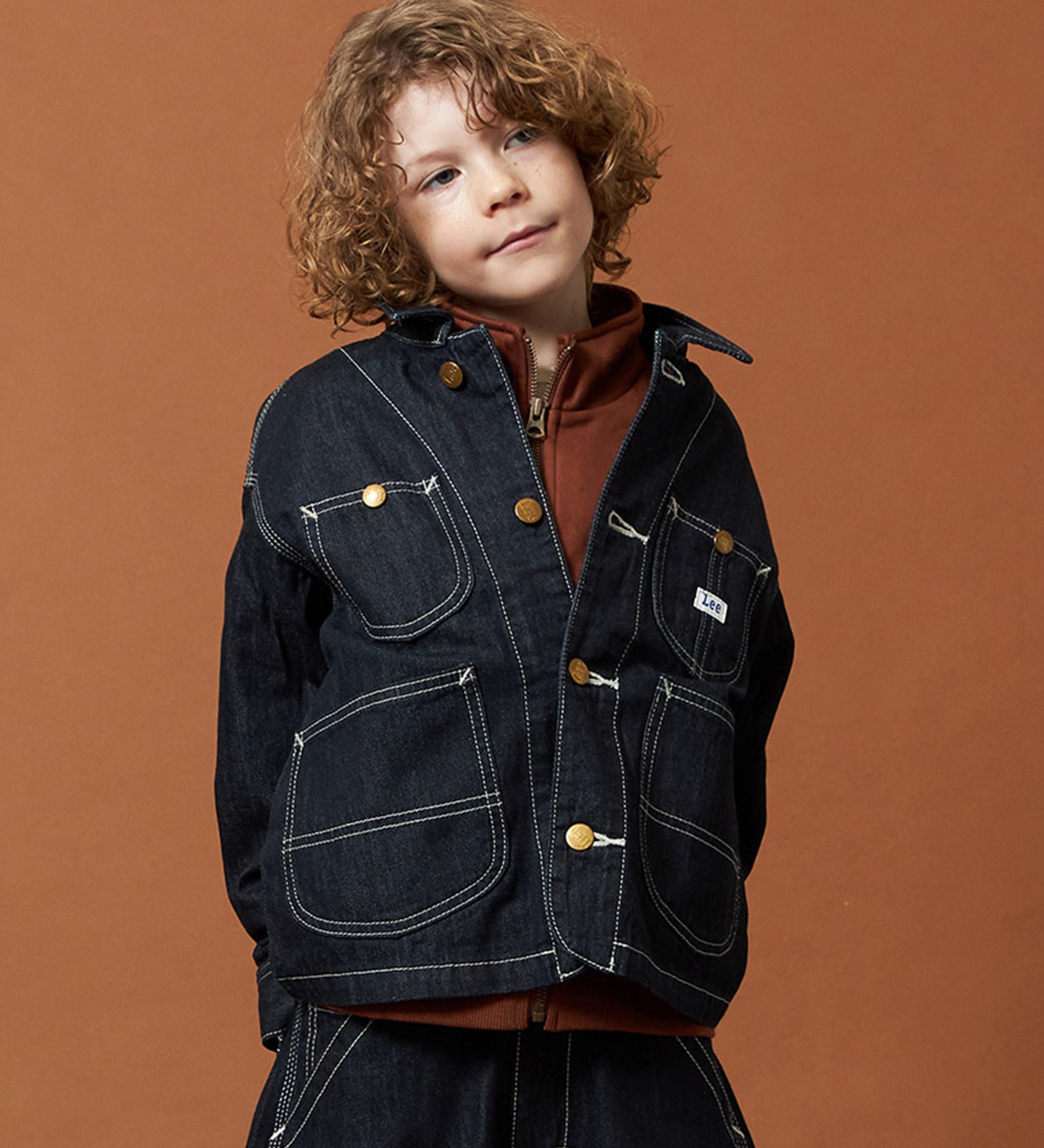 Lee(リー)の【110-160cm】キッズ ロコジャケット/カバーオール 高品質綿100%|ジャケット/アウター/カバーオール/キッズ|インディゴブルー