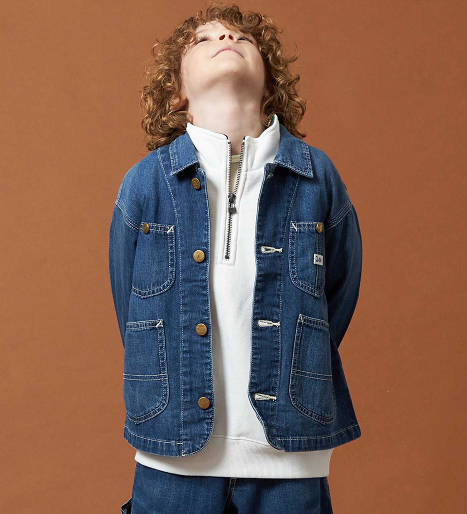 Lee(リー)の【110-160cm】キッズ ロコジャケット/カバーオール 高品質綿100％|ジャケット/アウター/カバーオール/キッズ|中色ブルー