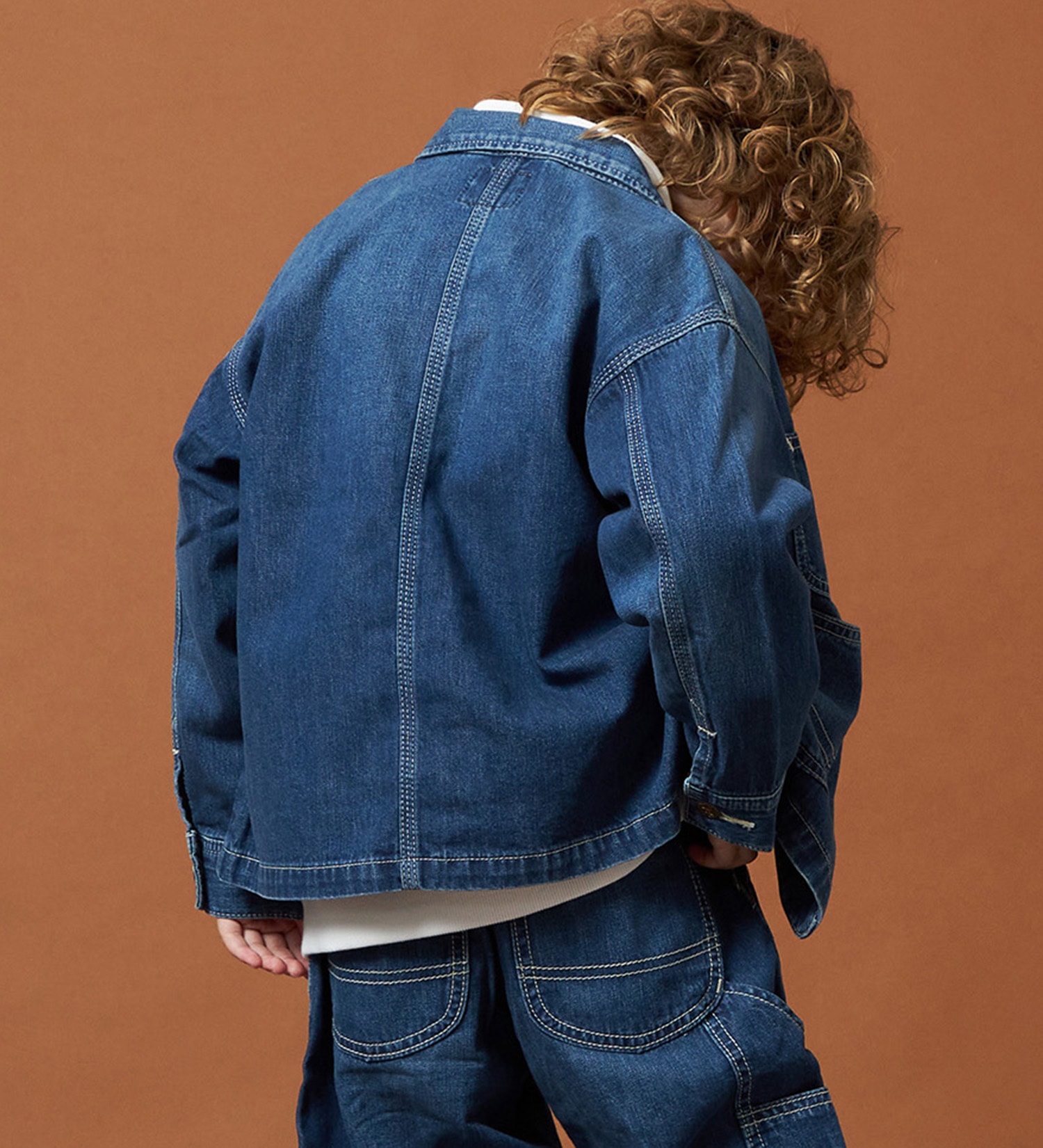Lee(リー)の【110-160cm】キッズ ロコジャケット/カバーオール 高品質綿100％|ジャケット/アウター/カバーオール/キッズ|中色ブルー