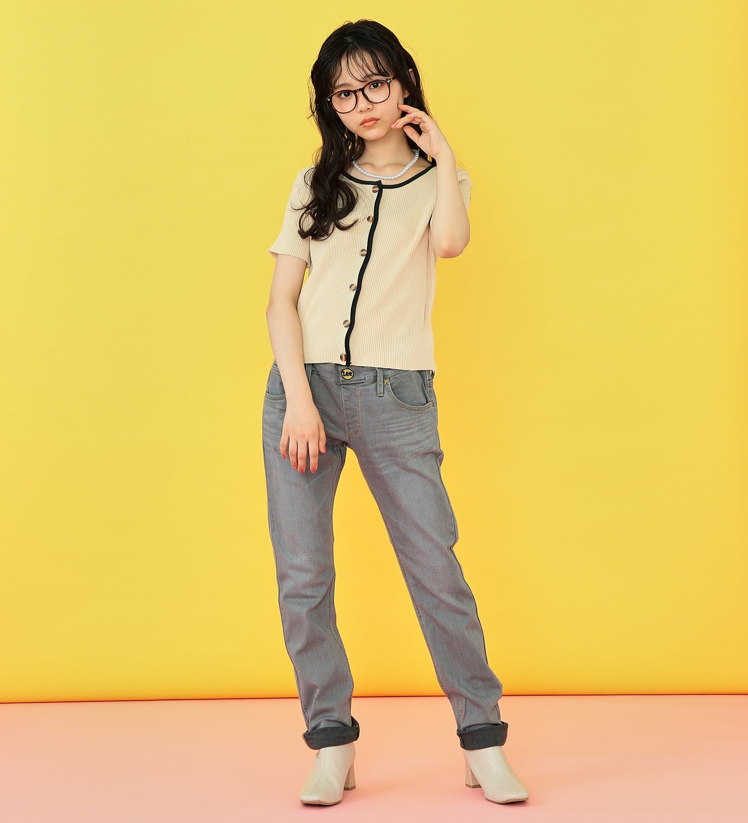 Lee(リー)の【130-160cm】キッズ ベーシック リブ ストレッチ テーパード(デニム)|パンツ/デニムパンツ/キッズ|ブラックデニム