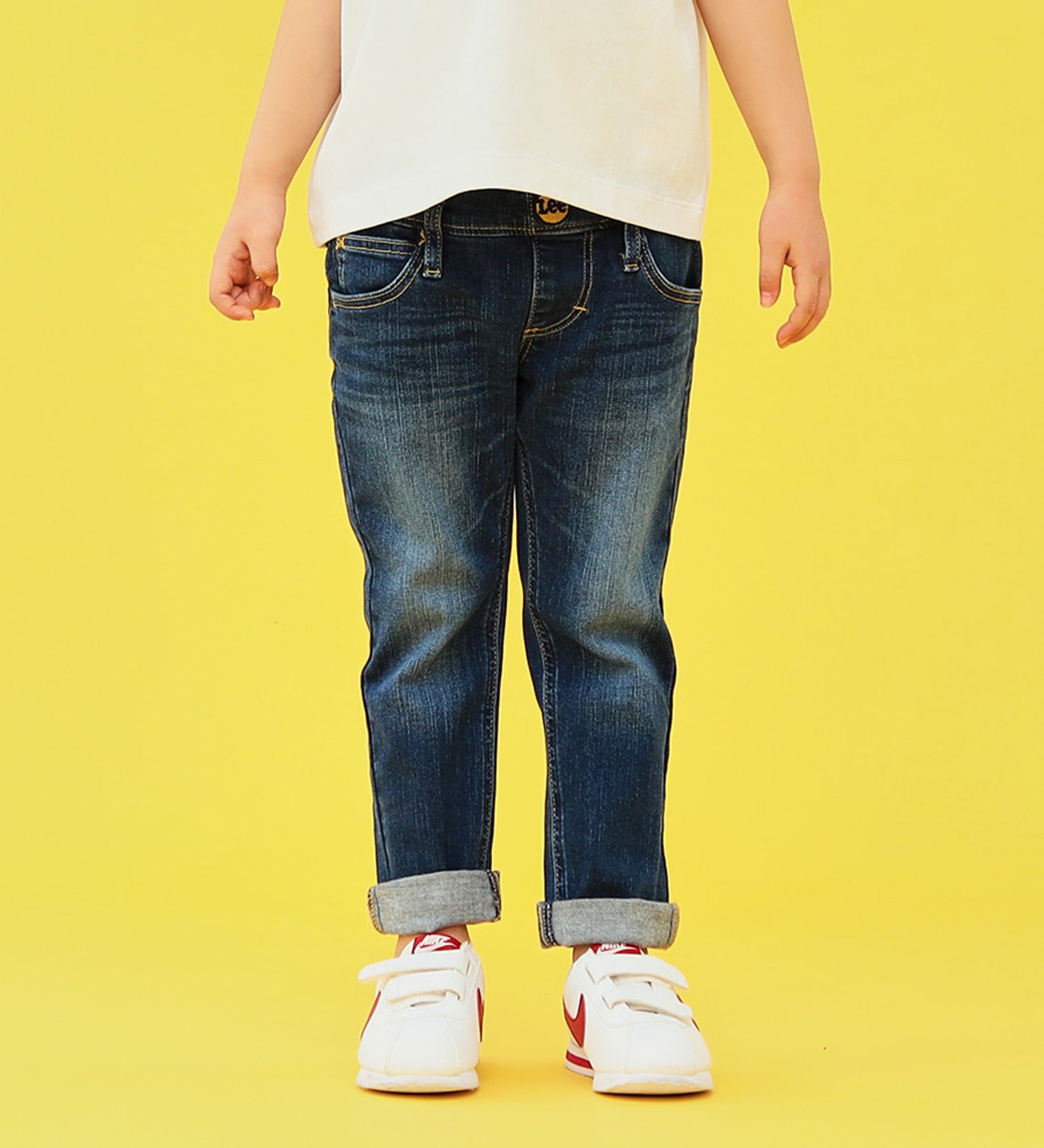 Lee(リー)の【BLACKFRIDAY】【110/120cm】キッズ ベーシック リブ ストレッチ テーパードパンツ|パンツ/デニムパンツ/キッズ|濃色ブルー