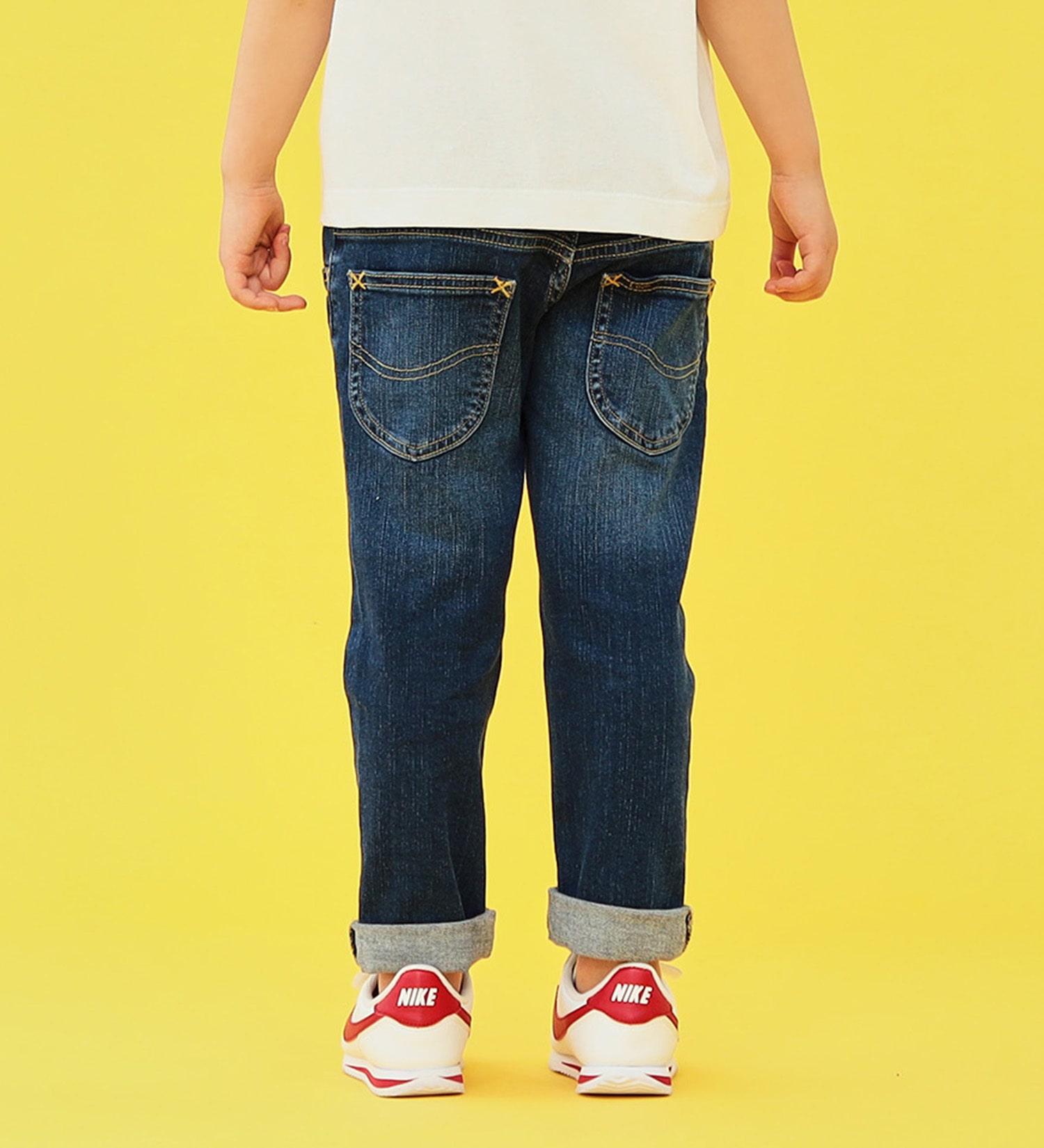 Lee(リー)の【BLACKFRIDAY】【110/120cm】キッズ ベーシック リブ ストレッチ テーパードパンツ|パンツ/デニムパンツ/キッズ|濃色ブルー