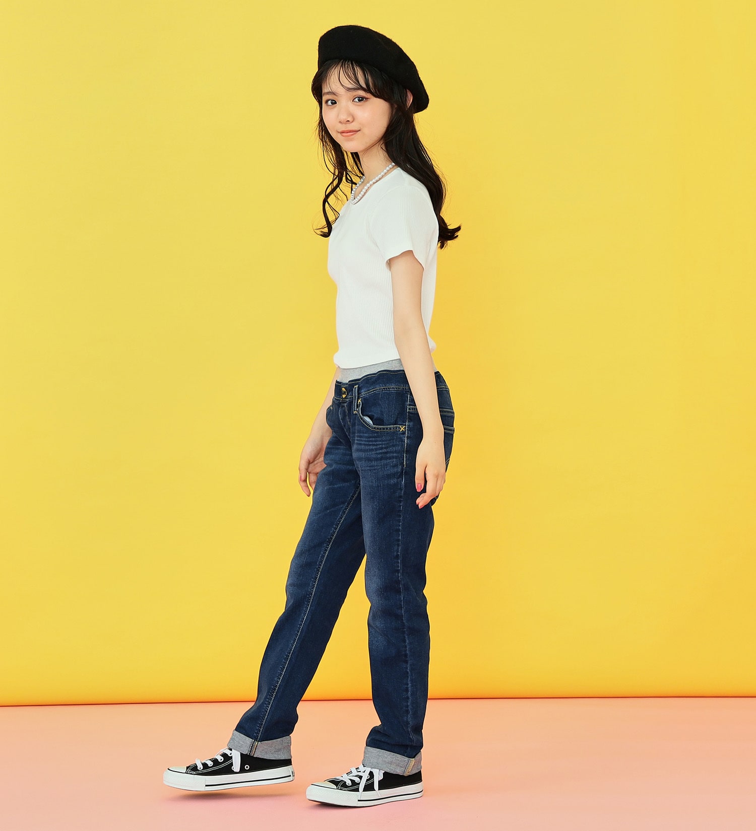 Lee(リー)の【カート割対象】【FINAL SALE】【130-160cm】キッズ ベーシック リブ ストレッチ テーパードパンツ|パンツ/デニムパンツ/キッズ|濃色ブルー