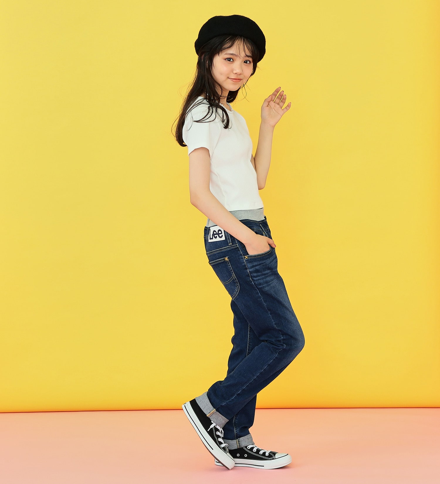 Lee(リー)の【カート割対象】【FINAL SALE】【130-160cm】キッズ ベーシック リブ ストレッチ テーパードパンツ|パンツ/デニムパンツ/キッズ|濃色ブルー
