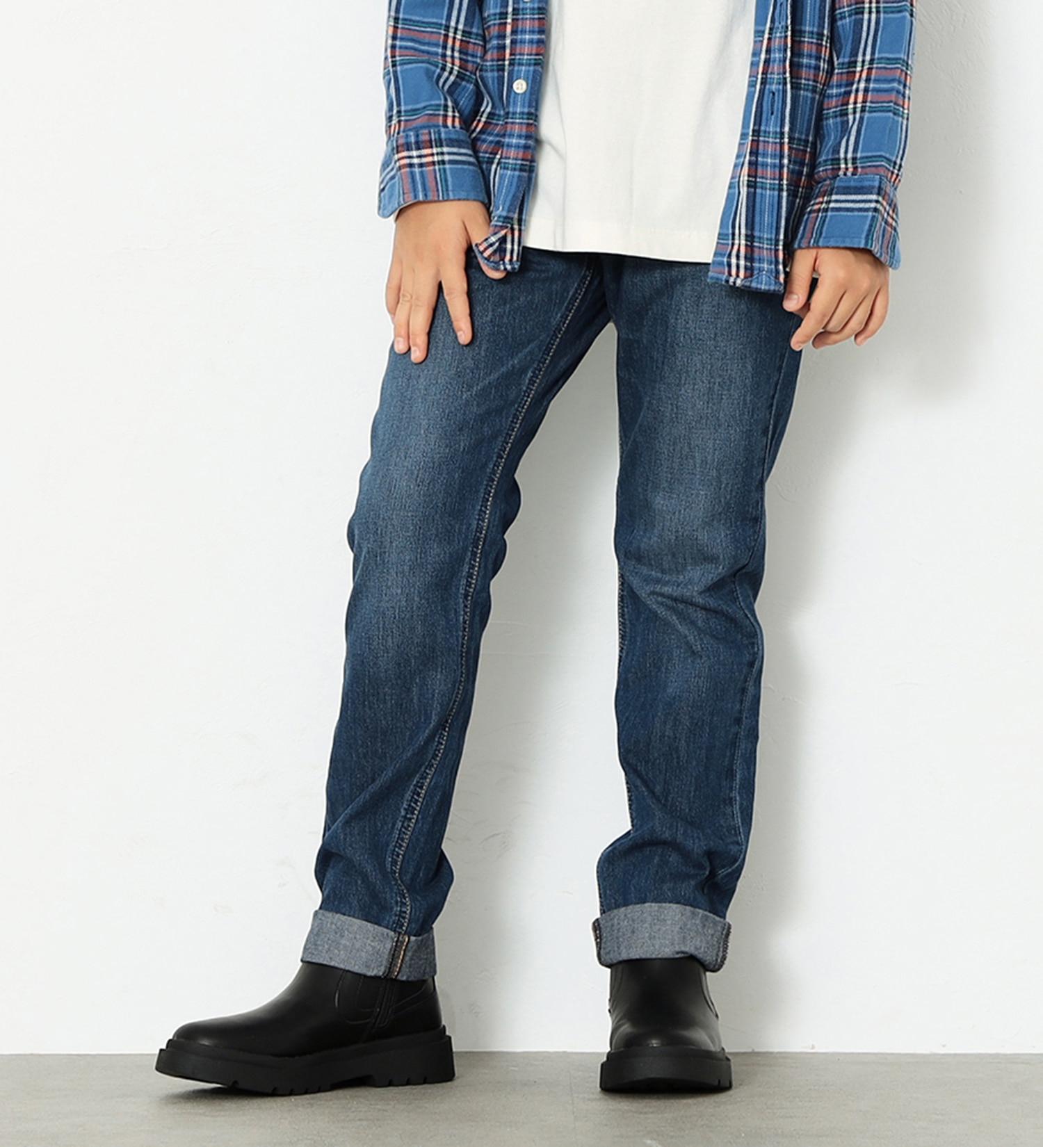 Lee(リー)の【BLACKFRIDAY】【130-160cm】キッズ ベーシック テーパードデニムパンツ|パンツ/デニムパンツ/キッズ|中色ブルー