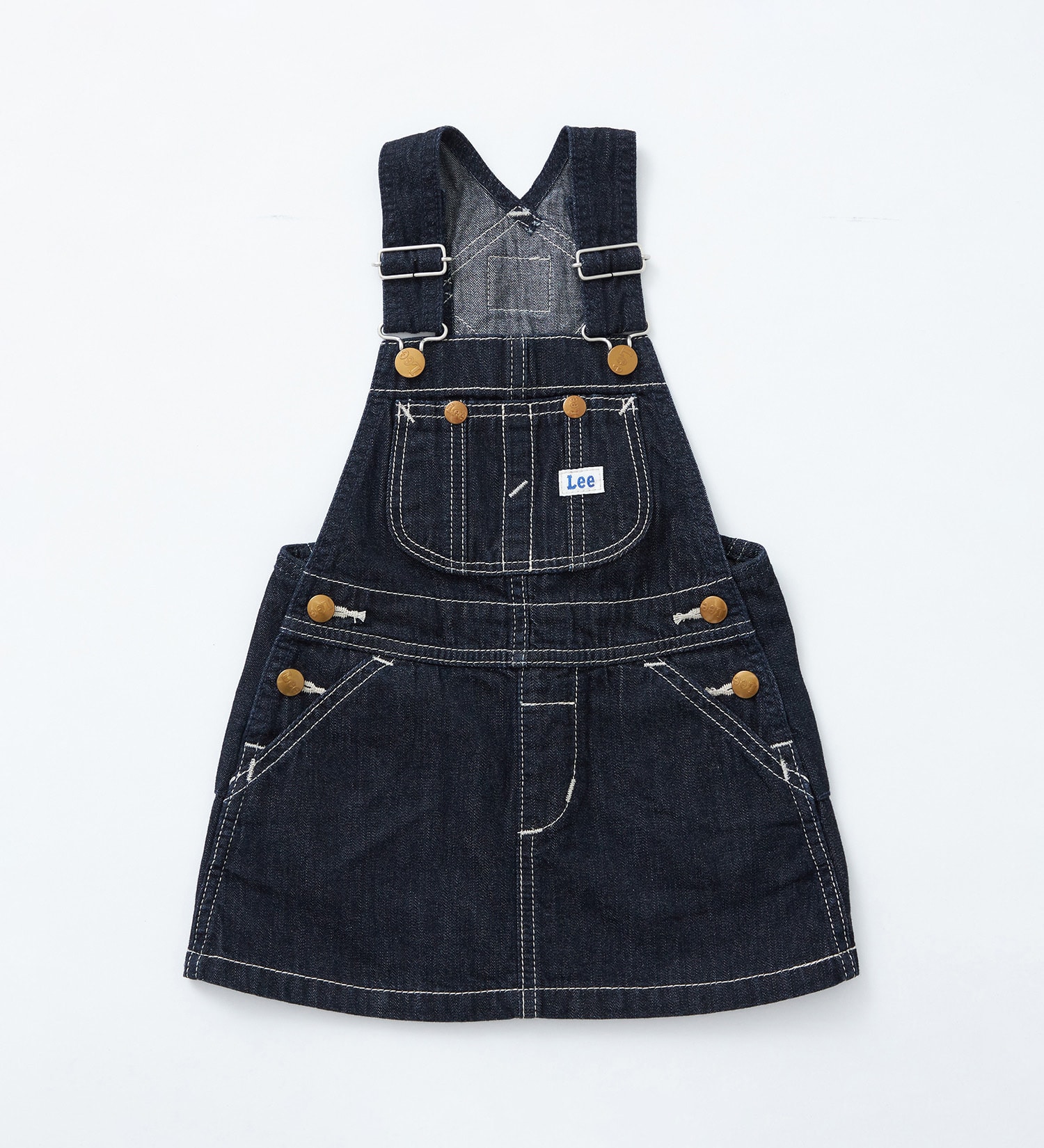 Lee(リー)の【80-100cm】ベビー オーバーオールスカート 高品質綿100%|オールインワン/ジャンパースカート/キッズ|インディゴブルー