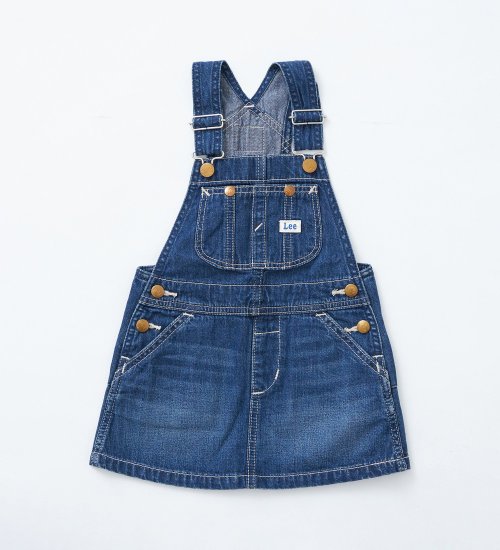 Lee(リー)の【80-100cm】ベビー オーバーオールスカート 高品質綿100％|オールインワン/ジャンパースカート/キッズ|中色ブルー