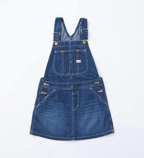 Lee(リー)の【110-160cm】キッズ オーバーオールスカート 高品質綿100％|オールインワン/ジャンパースカート/キッズ|中色ブルー