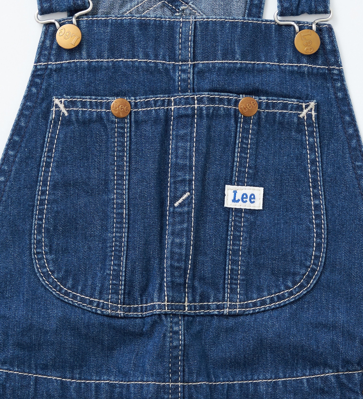 Lee(リー)の【110-160cm】キッズ オーバーオールスカート 高品質綿100％|オールインワン/ジャンパースカート/キッズ|中色ブルー