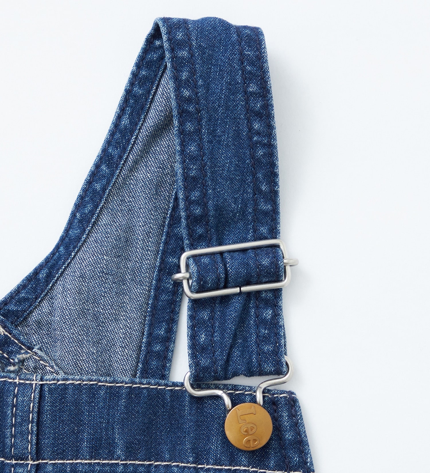 Lee(リー)の【110-160cm】キッズ オーバーオールスカート 高品質綿100％|オールインワン/ジャンパースカート/キッズ|中色ブルー