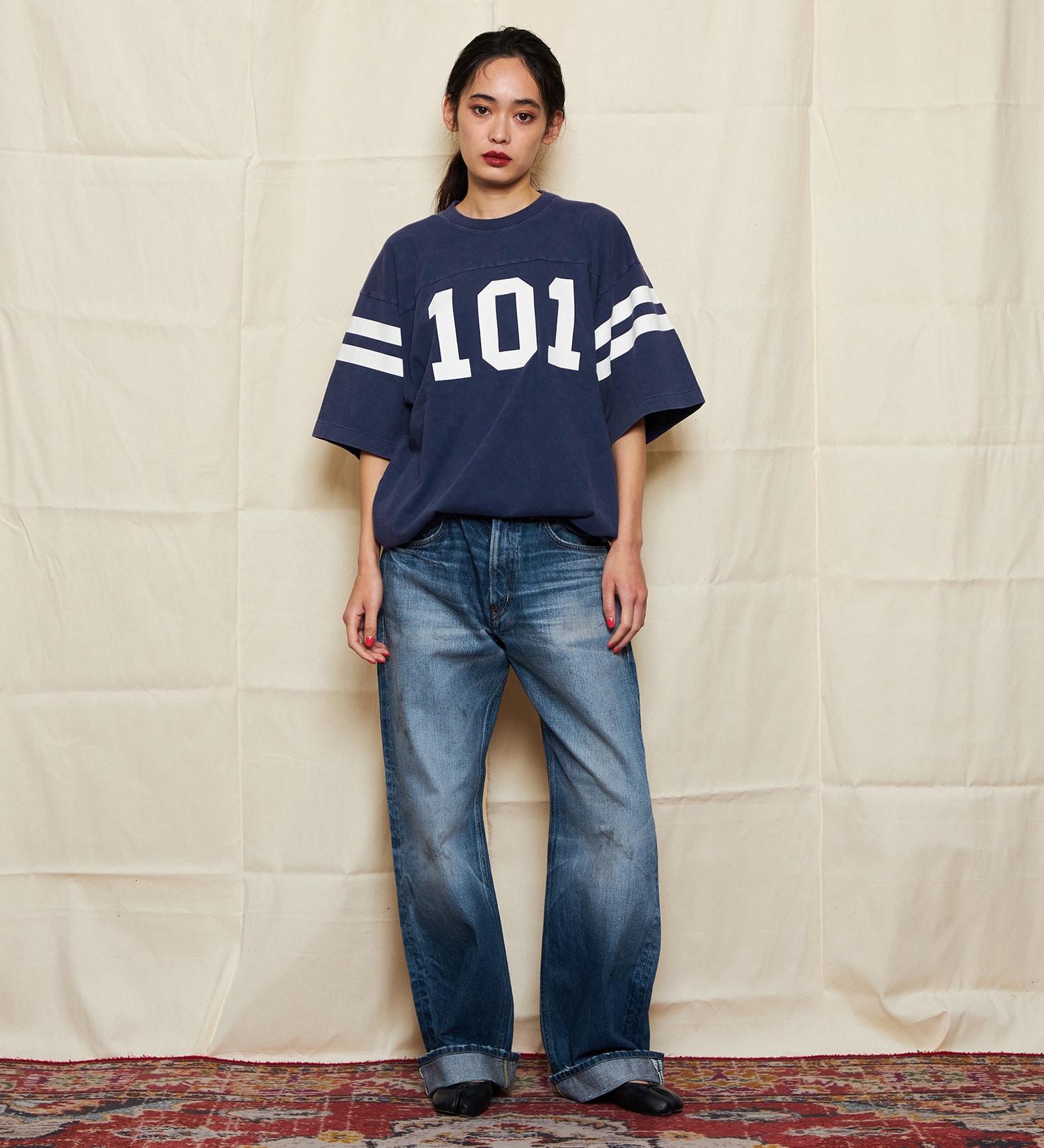 Lee(リー)の【予約】【101 100周年】101 COWBOY LOOSE STRAIGHT PANTS/ルーズストレート セルビッチデニム|パンツ/デニム/ジーンズパンツ/レディース|濃色ブルー