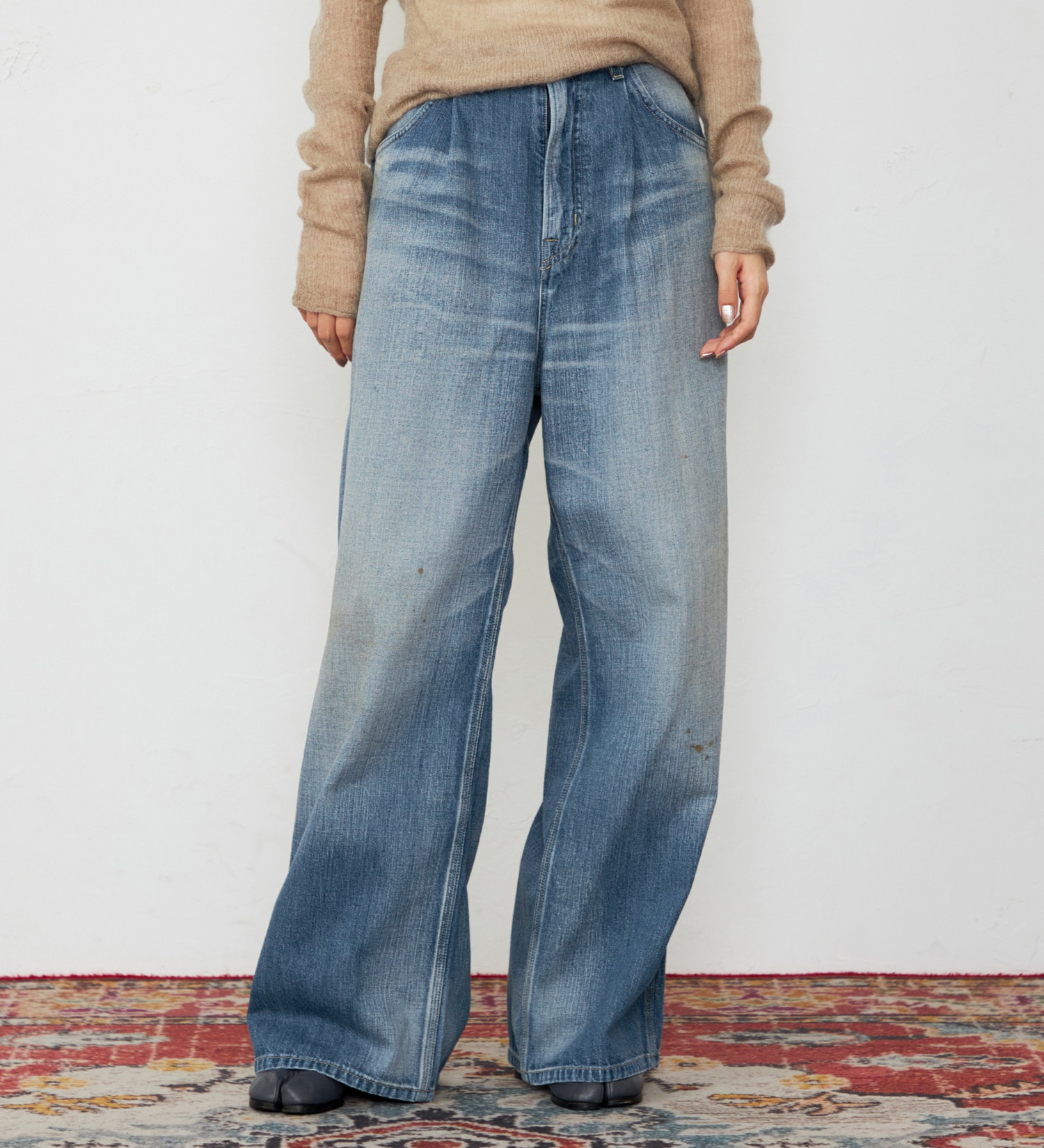 Lee(リー)の【101 100周年】RIDERS101 WIDEPANTS/ライダース ワイドデニムパンツ|パンツ/デニム/ジーンズパンツ/レディース|中色ブルー