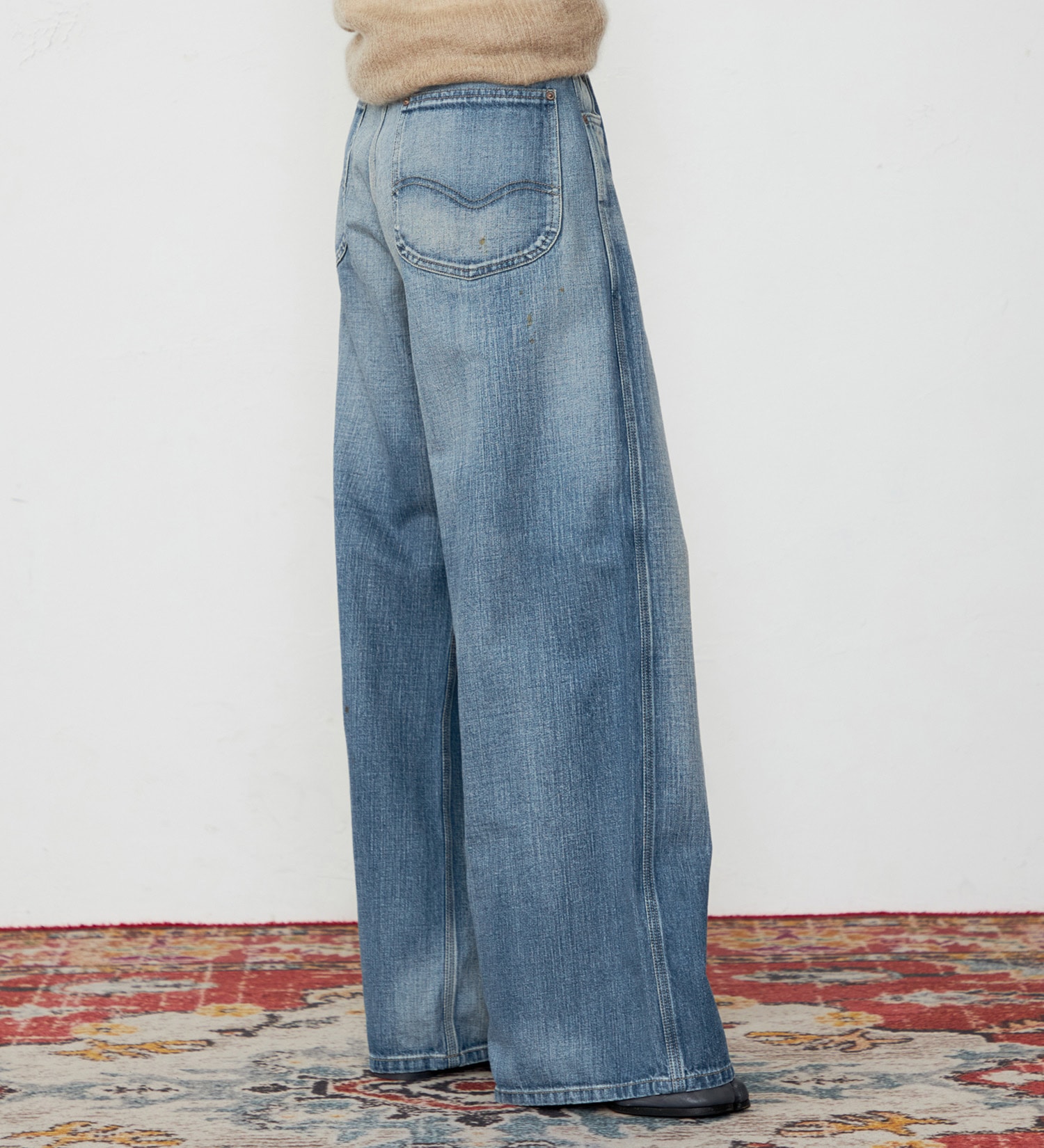 Lee(リー)の【101 100周年】RIDERS101 WIDEPANTS/ライダース ワイドデニムパンツ|パンツ/デニム/ジーンズパンツ/レディース|中色ブルー