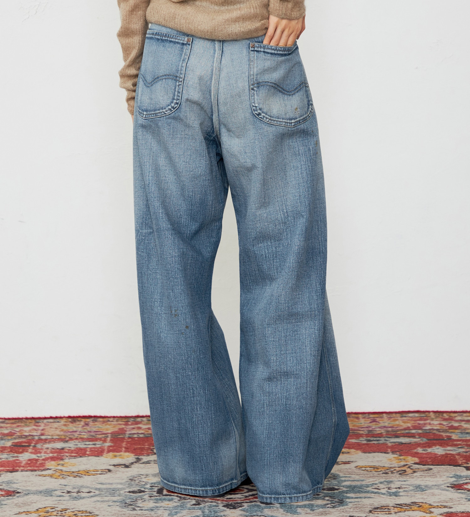 Lee(リー)の【101 100周年】RIDERS101 WIDEPANTS/ライダース ワイドデニムパンツ|パンツ/デニム/ジーンズパンツ/レディース|中色ブルー