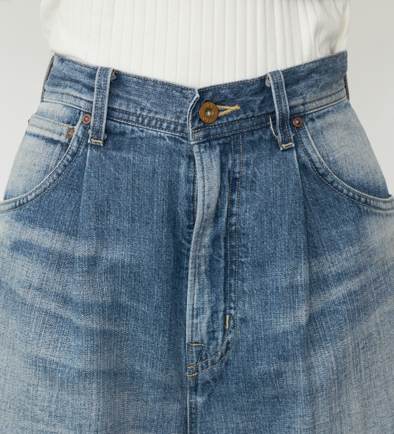 Lee(リー)の【101 100周年】RIDERS101 WIDEPANTS/ライダース ワイドデニムパンツ|パンツ/デニム/ジーンズパンツ/レディース|中色ブルー