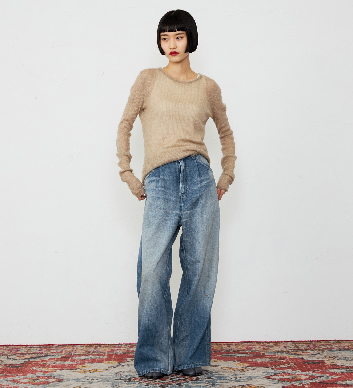 Lee(リー)の【101 100周年】RIDERS101 WIDEPANTS/ライダース ワイドデニムパンツ|パンツ/デニム/ジーンズパンツ/レディース|中色ブルー