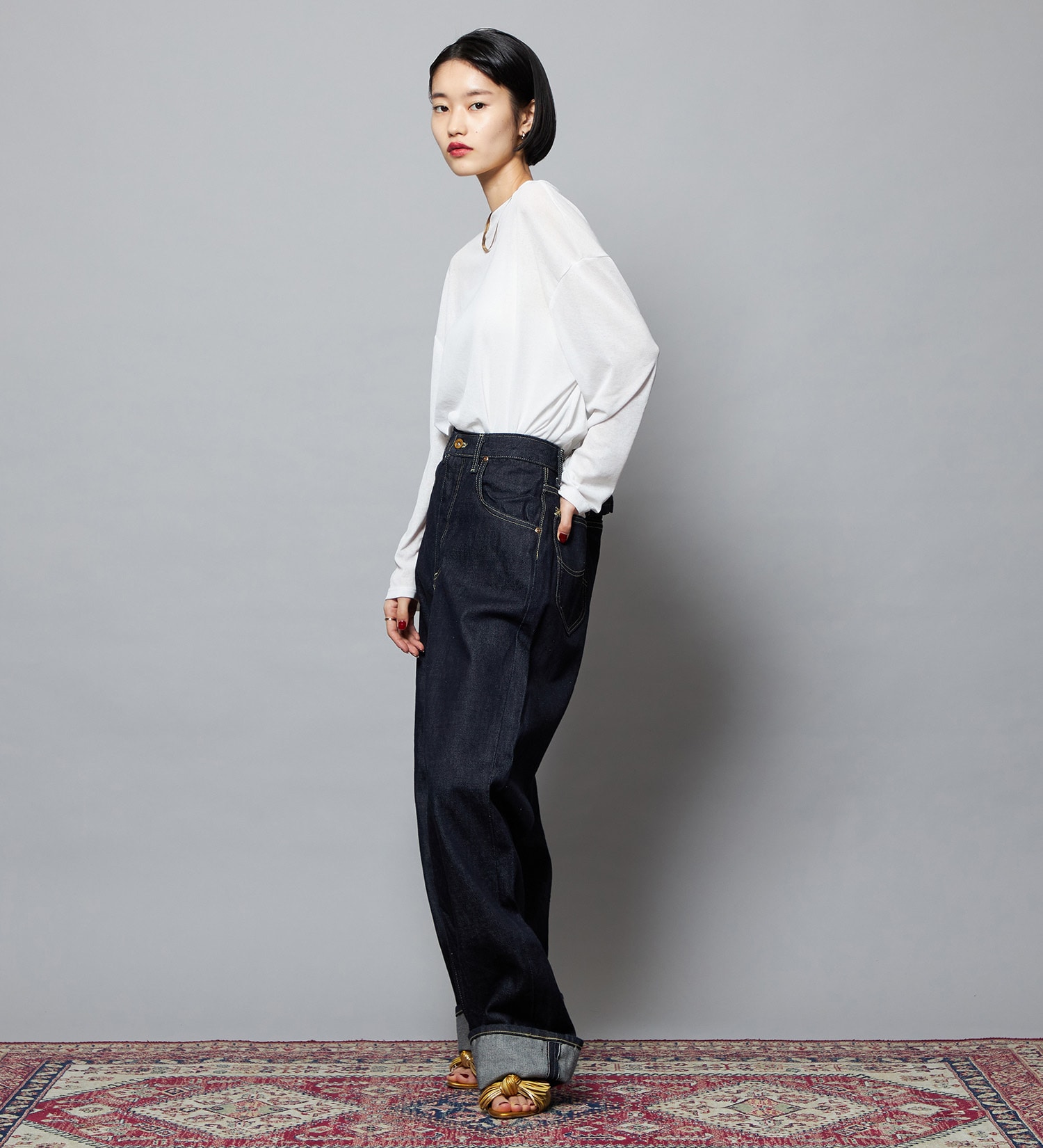 Lee(リー)の【予約】【101 101周年記念特別モデル】HIGH-RISE RELAXED STRAIGHT デニムパンツ|パンツ/デニム/ジーンズパンツ/レディース|インディゴブルー