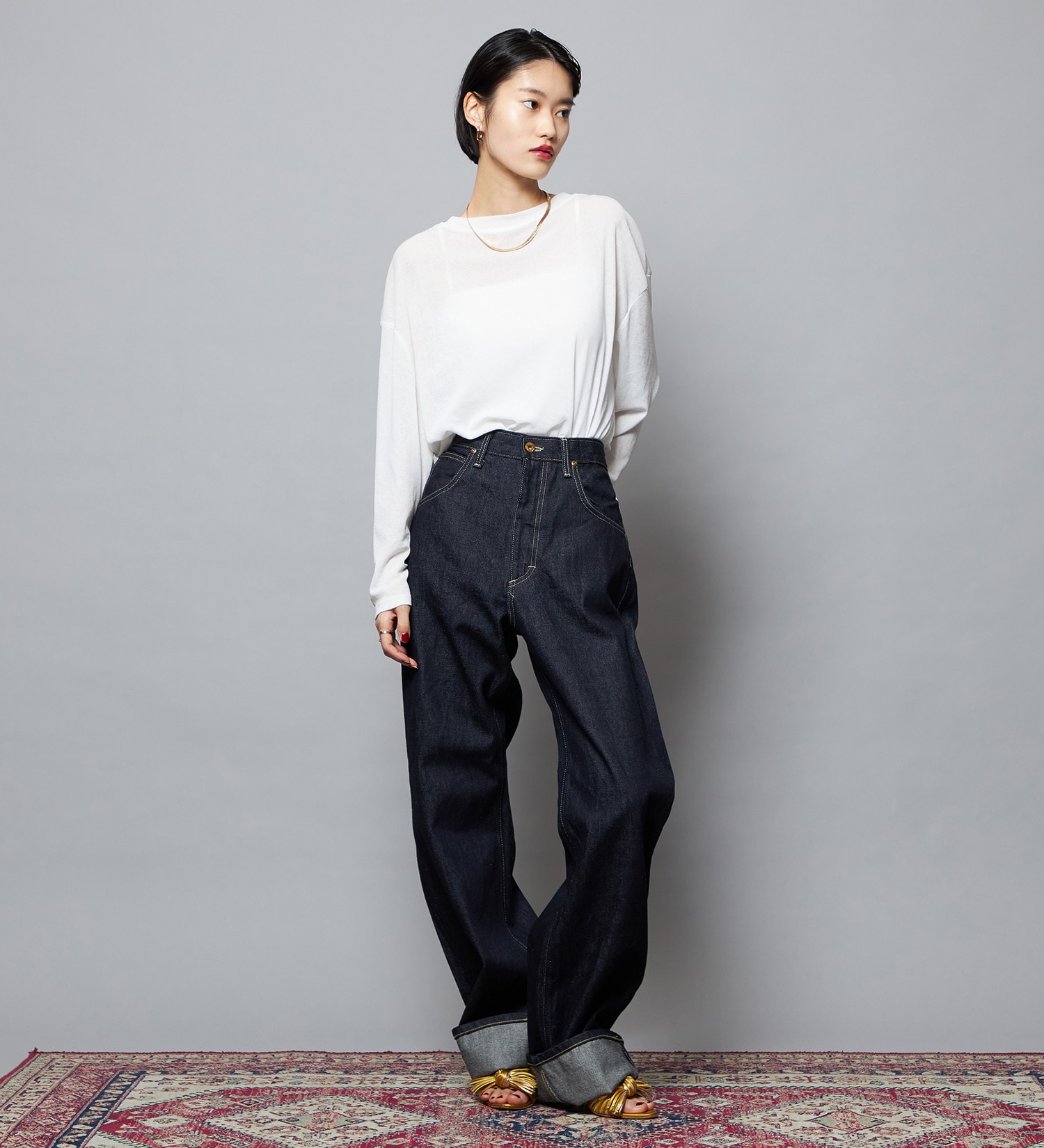 Lee(リー)の【予約】【101 101周年記念特別モデル】HIGH-RISE RELAXED STRAIGHT デニムパンツ|パンツ/デニム/ジーンズパンツ/レディース|インディゴブルー