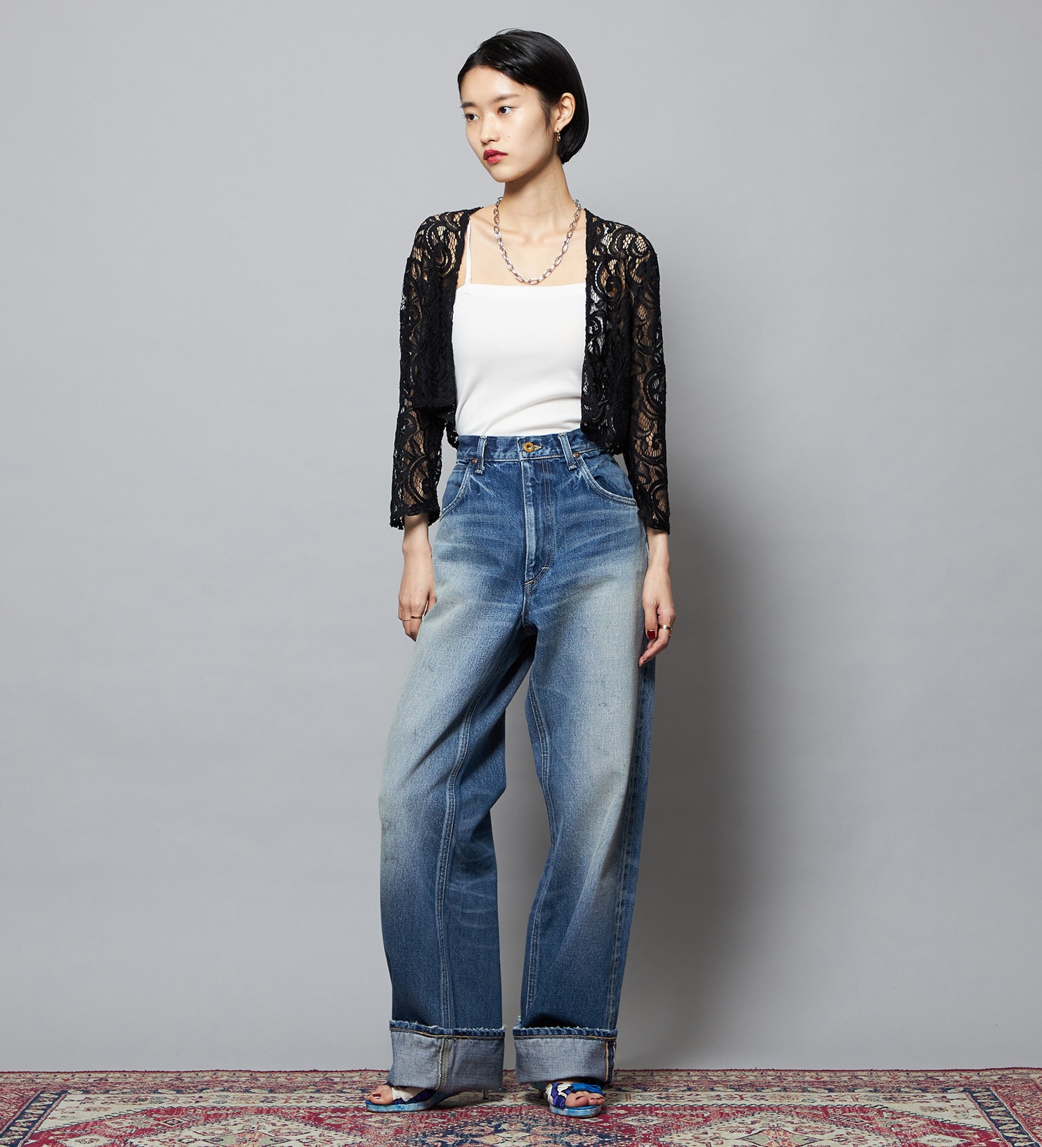 Lee(リー)の【予約】【101 101周年記念特別モデル】HIGH-RISE RELAXED STRAIGHT デニムパンツ|パンツ/デニム/ジーンズパンツ/レディース|中色ブルー