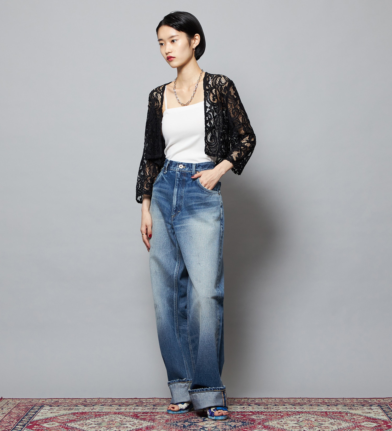 Lee(リー)の【予約】【101 101周年記念特別モデル】HIGH-RISE RELAXED STRAIGHT デニムパンツ|パンツ/デニム/ジーンズパンツ/レディース|中色ブルー