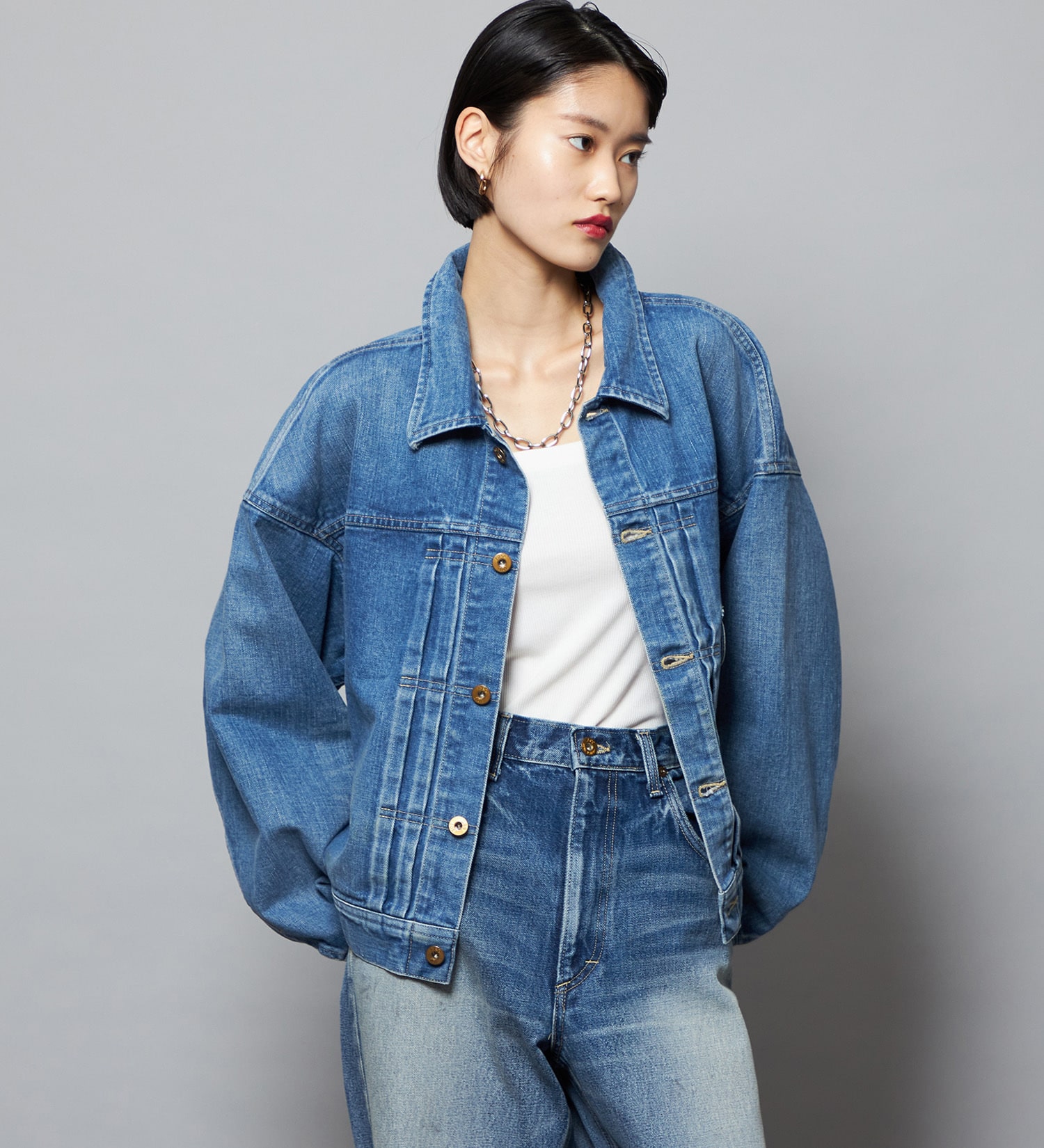 Lee(リー)の【予約】【101 101周年記念特別モデル】LOOSEFIT COWBOYJACKET デニムジャケット ジージャン セットアップ可|ジャケット/アウター/デニムジャケット/レディース|中色ブルー