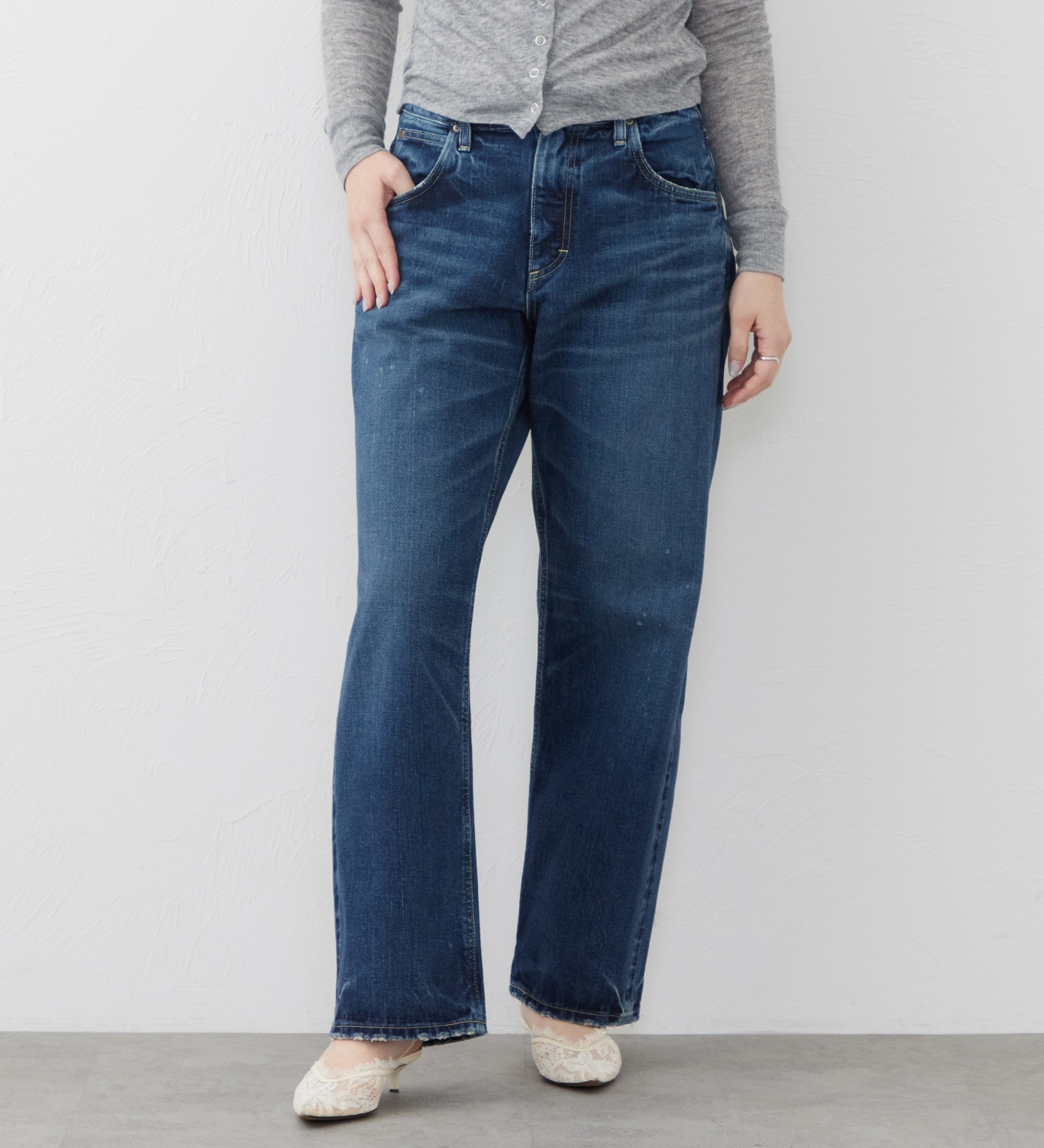 Lee(リー)の【101 101周年記念特別モデル】ANNIVERSARY 101 WIDE STRAIGHT SELVEDGE セットアップ可|パンツ/デニム/ジーンズパンツ/レディース|中色ブルー