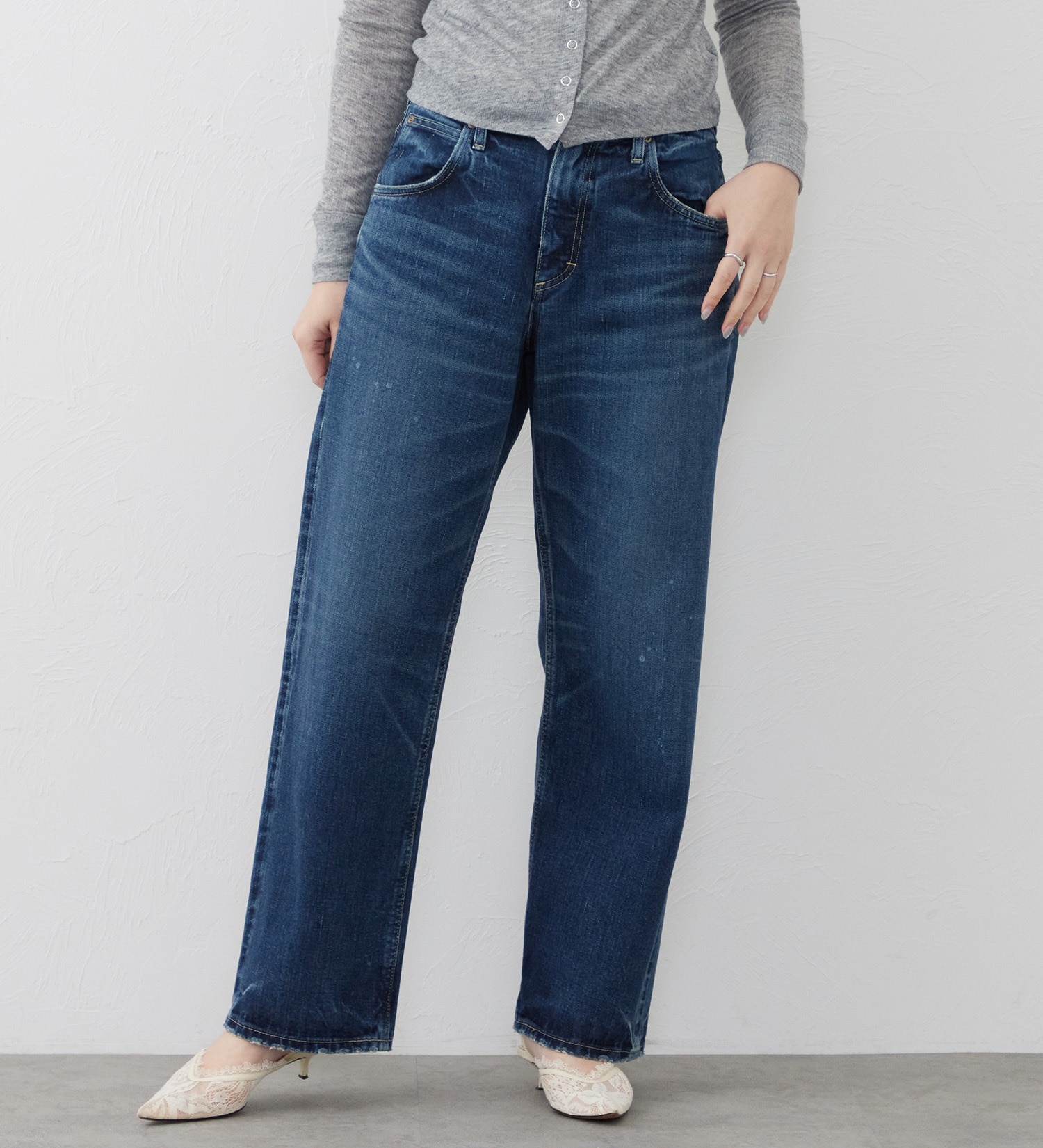Lee(リー)の【101 101周年記念特別モデル】ANNIVERSARY 101 WIDE STRAIGHT SELVEDGE セットアップ可|パンツ/デニム/ジーンズパンツ/レディース|中色ブルー