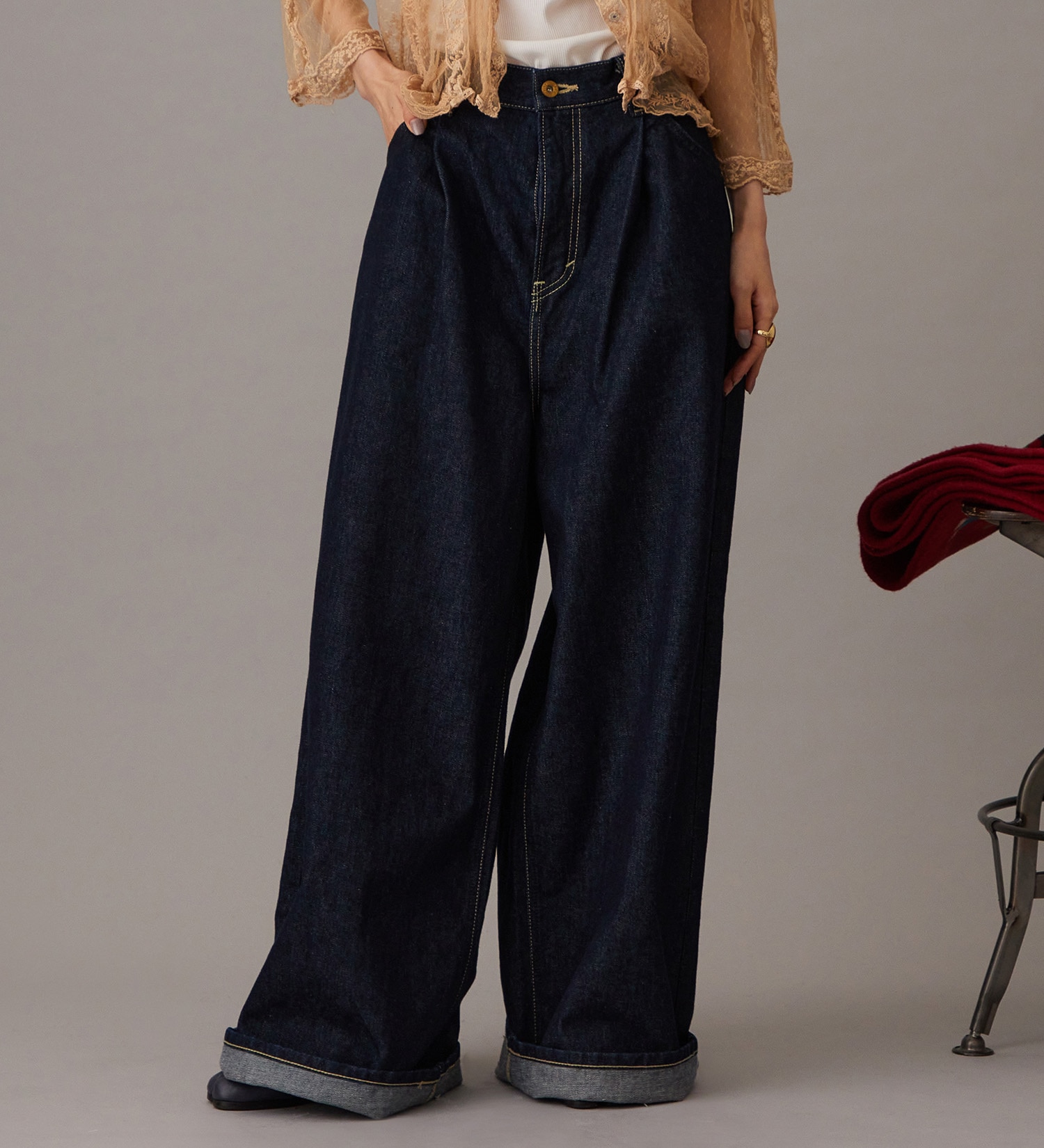 Lee(リー)の【予約】【101 101周年記念特別モデル】ANNIVERSARY 101 ICONIC SUPER WIDE TUCK PANTS セットアップ可|パンツ/デニム/ジーンズパンツ/レディース|インディゴブルー