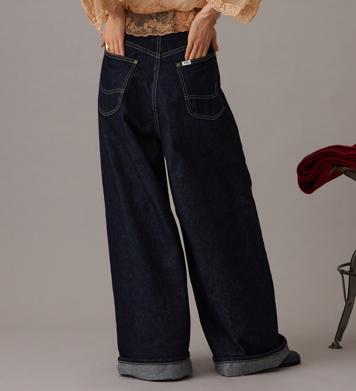 Lee(リー)の【予約】【101 101周年記念特別モデル】ANNIVERSARY 101 ICONIC SUPER WIDE TUCK PANTS セットアップ可|パンツ/デニム/ジーンズパンツ/レディース|インディゴブルー
