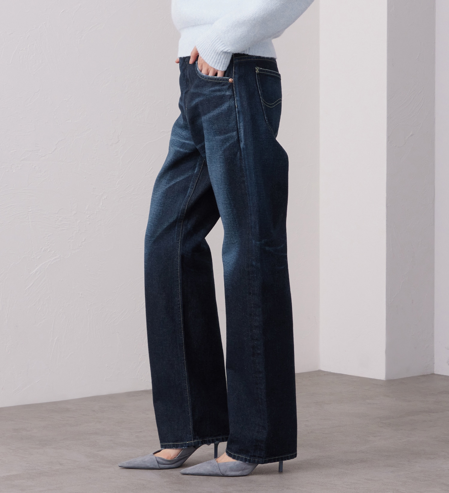 Lee(リー)のSTANDARD WARDROBE ボーイズストレートパンツ セットアップ対応|パンツ/デニム/ジーンズパンツ/レディース|濃色ブルー