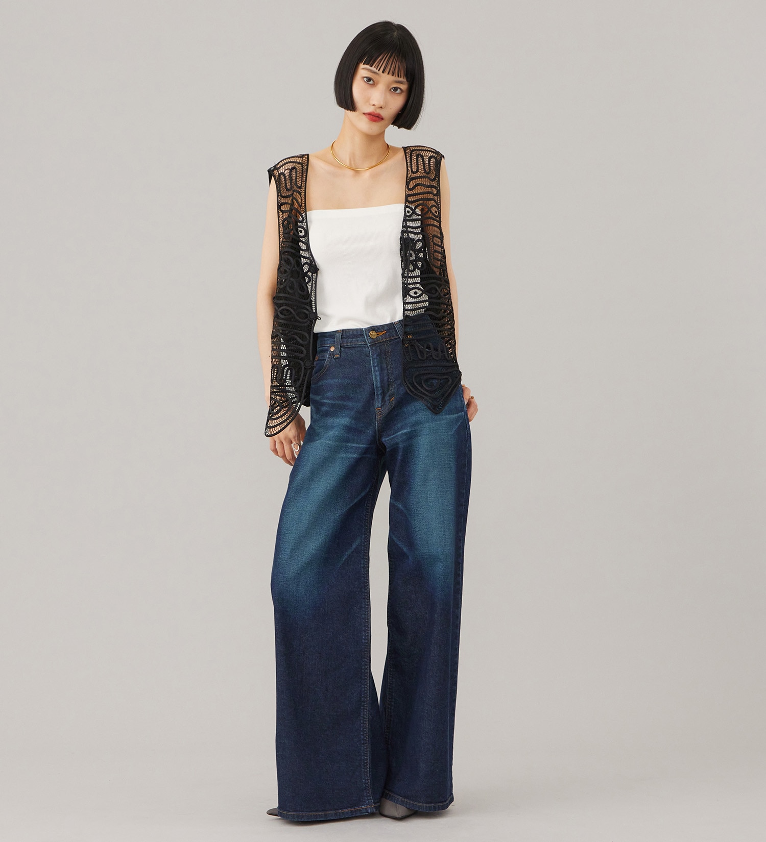Lee(リー)のSTANDARD WARDROBE LASTIC  ワイドパンツ【ストレッチデニム】|パンツ/デニム/ジーンズパンツ/レディース|濃色ブルー