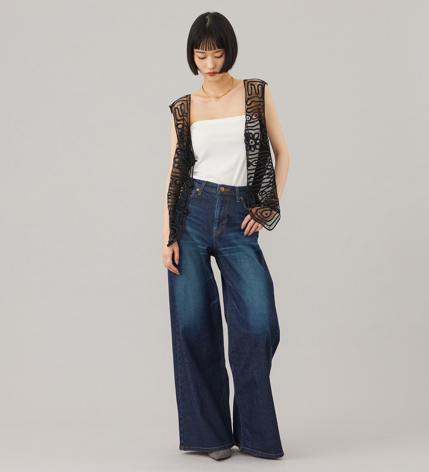 Lee(リー)のSTANDARD WARDROBE LASTIC  ワイドパンツ【ストレッチデニム】|パンツ/デニム/ジーンズパンツ/レディース|濃色ブルー