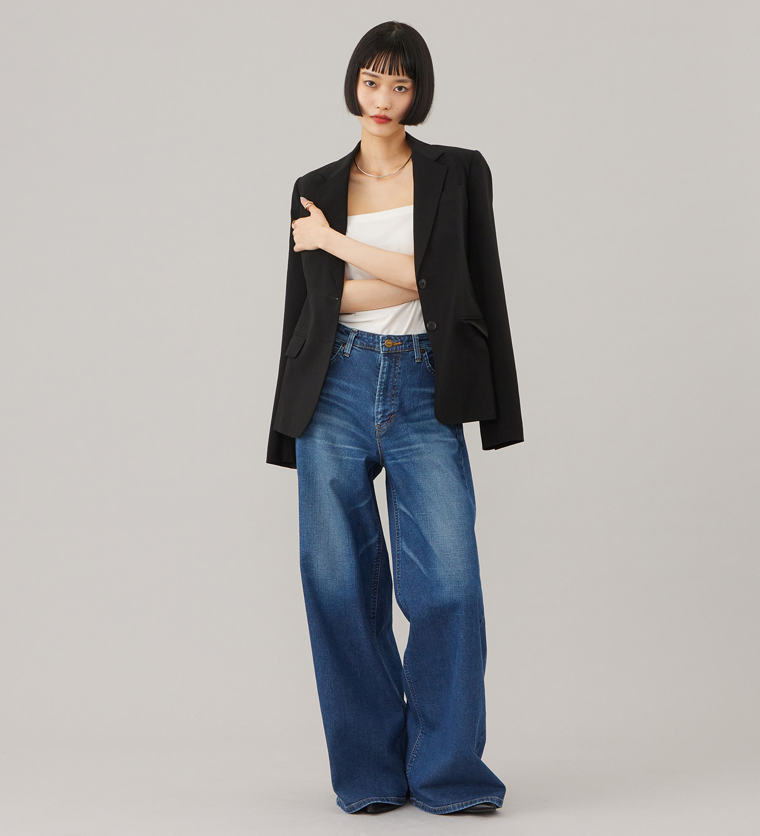 Lee(リー)のSTANDARD WARDROBE LASTIC リラックスワイド【ストレッチデニム】|パンツ/デニム/ジーンズパンツ/レディース|中色ブルー