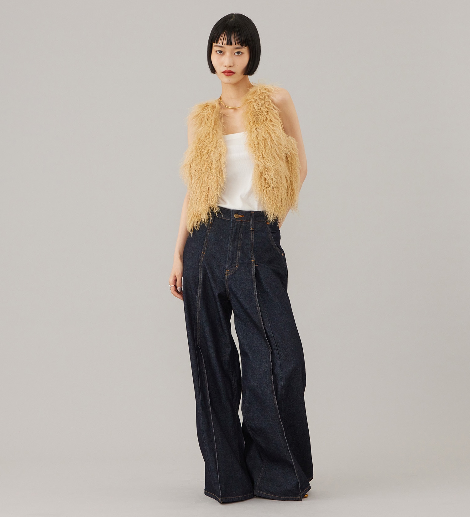 Lee(リー)のSTANDARD WARDROBE LASTIC プリ―テッドワイド【ストレッチデニム】|パンツ/デニム/ジーンズパンツ/レディース|インディゴブルー