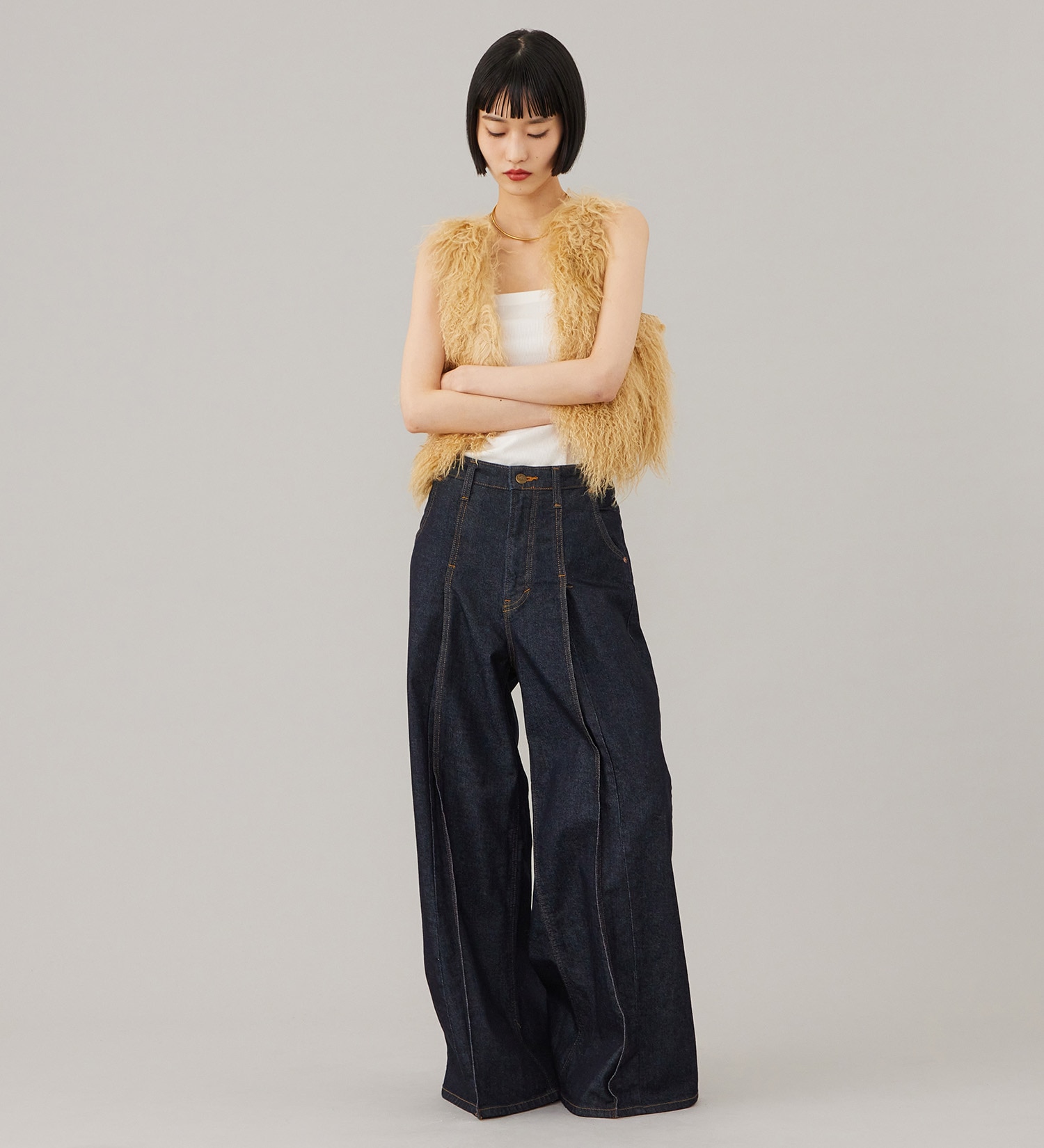 Lee(リー)のSTANDARD WARDROBE LASTIC プリ―テッドワイド【ストレッチデニム】|パンツ/デニム/ジーンズパンツ/レディース|インディゴブルー
