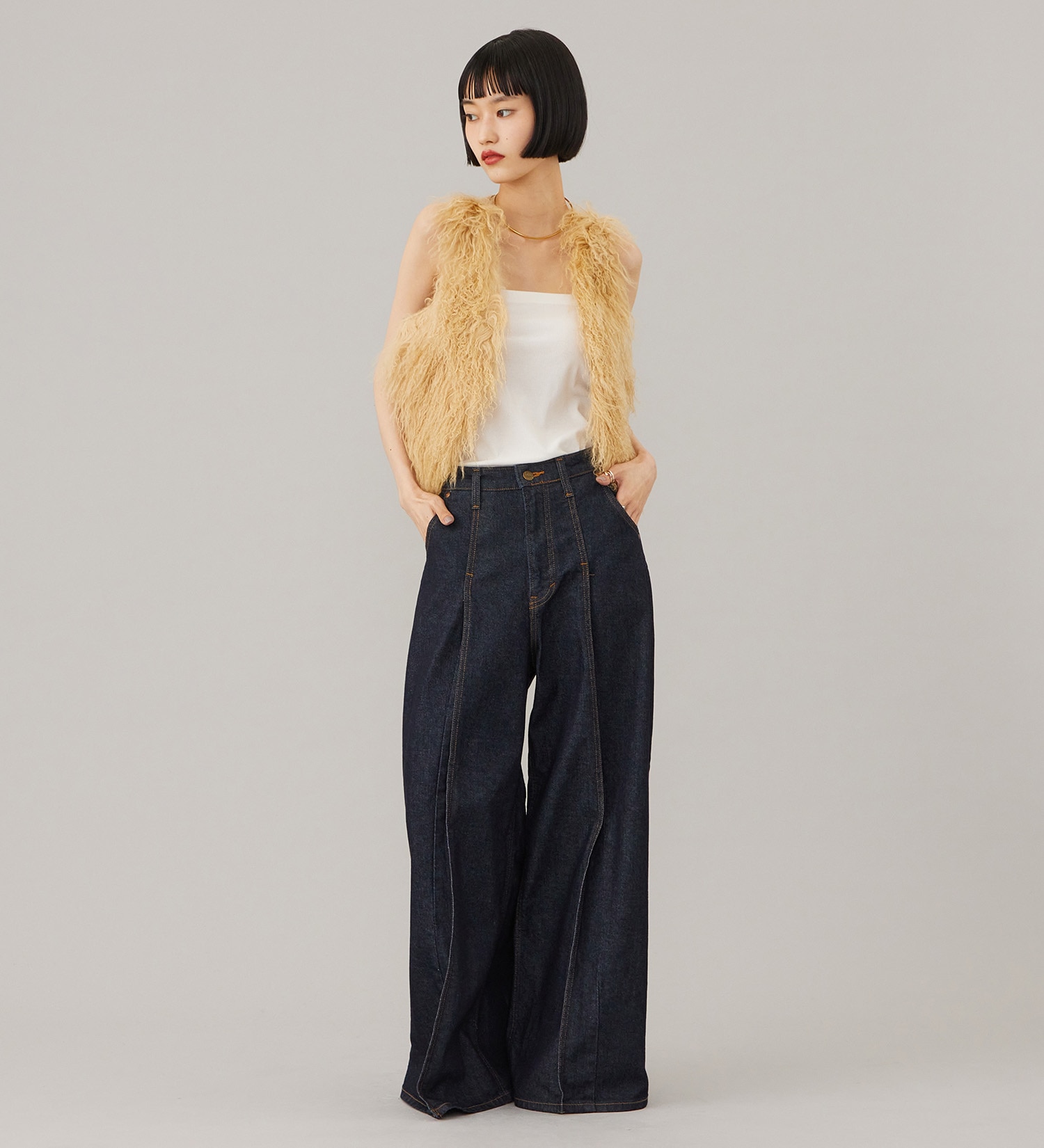 Lee(リー)のSTANDARD WARDROBE LASTIC プリ―テッドワイド【ストレッチデニム】|パンツ/デニム/ジーンズパンツ/レディース|インディゴブルー