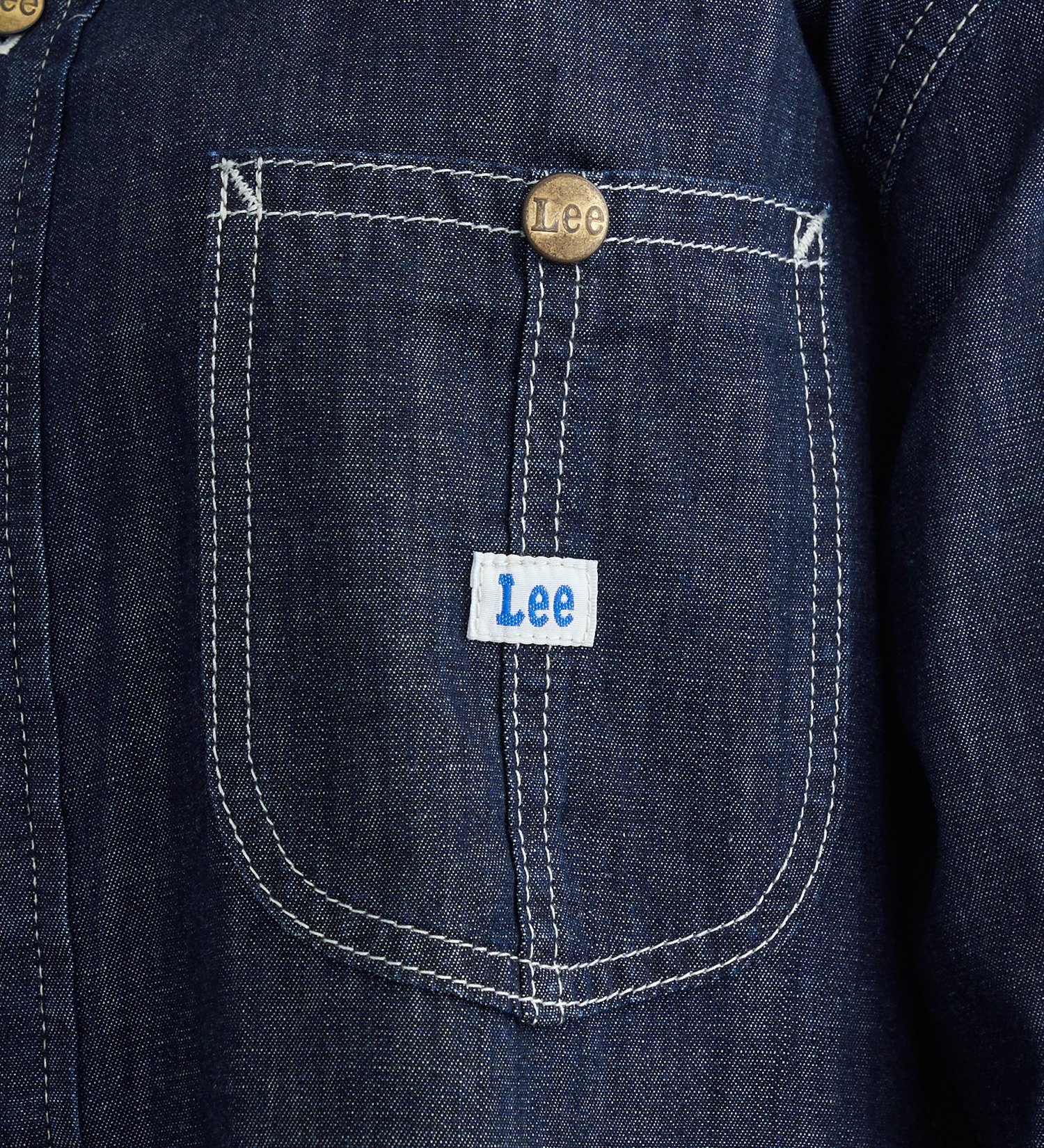 Lee シャツ ワンピース デニム ロゴ ボタン